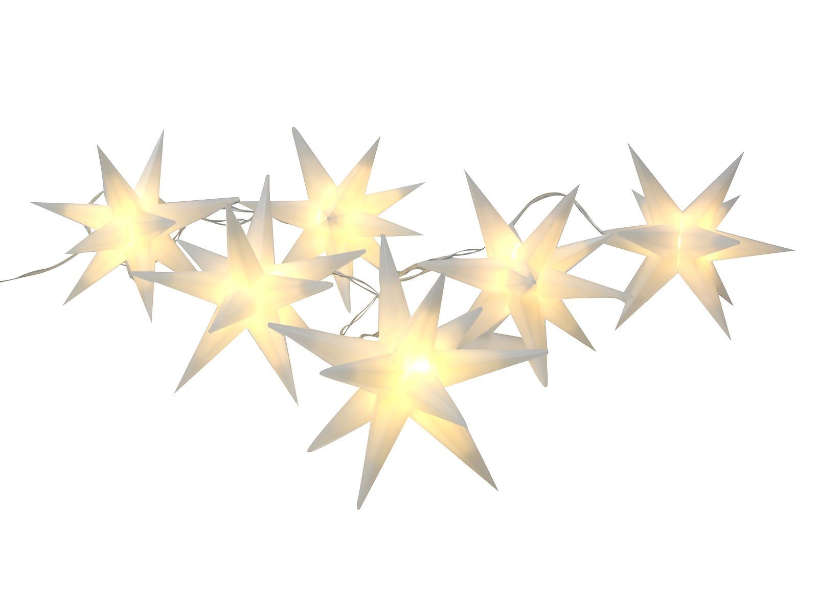 Spetebo LED-Girlande 3D Stern Lichterkette mit 6 LED - 150 cm, 6-flammig, für den Außenbereich geeignet