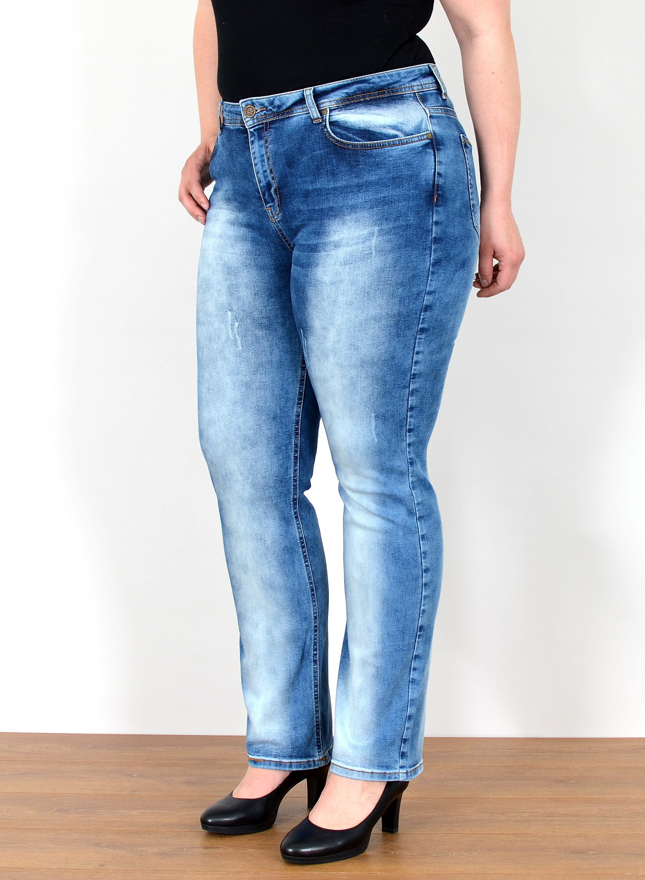 ESRA Straight-Jeans Straight Fit Jeans Damen High Waist Jeans-Hose Regular günstig online kaufen