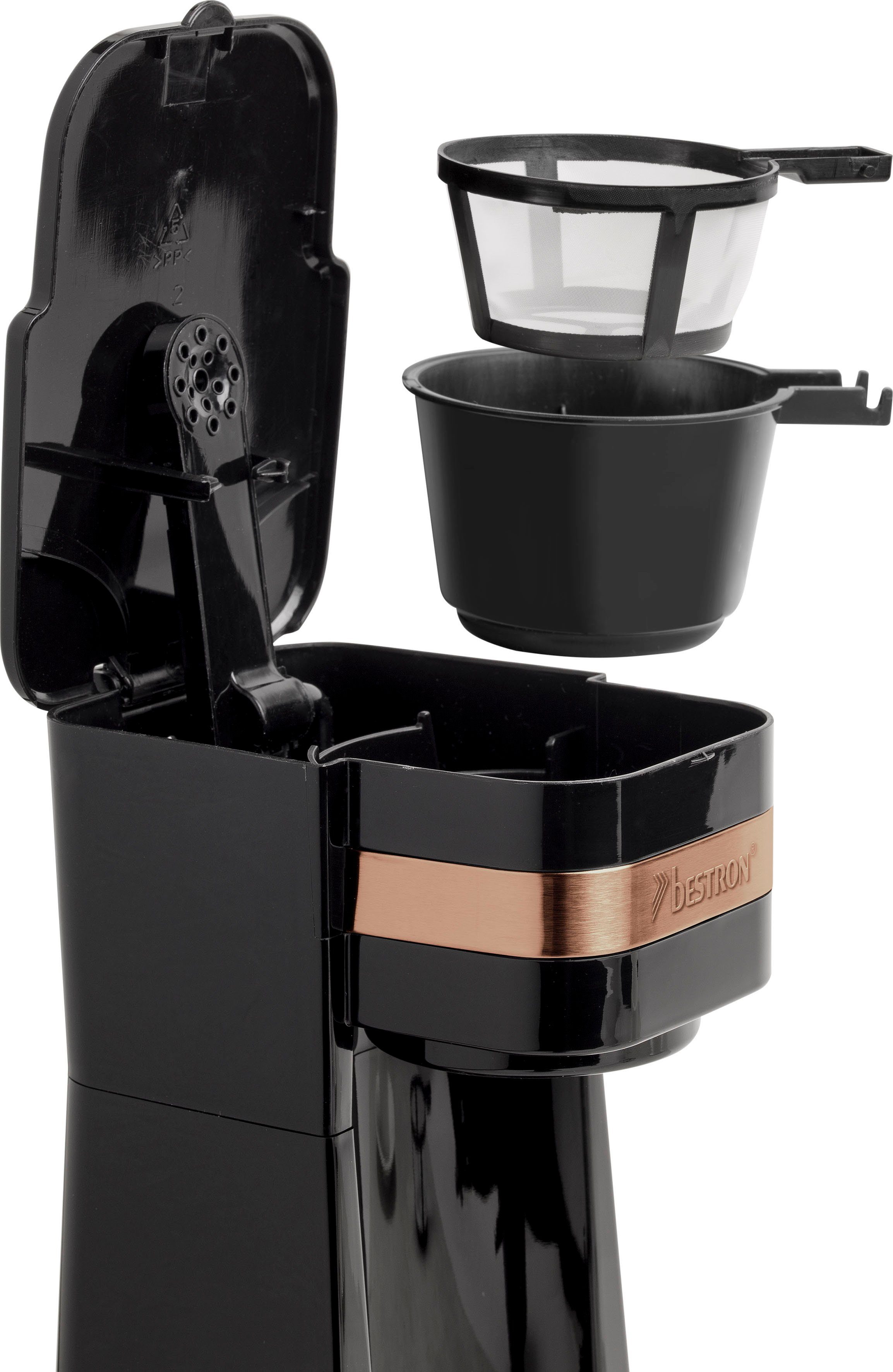 101 Filterkaffeemaschine bestron mit Papierfilter Isolierbecher, für Kaffeekanne, Filterkaffee, gemahlenen ACM112CO, 0,42l