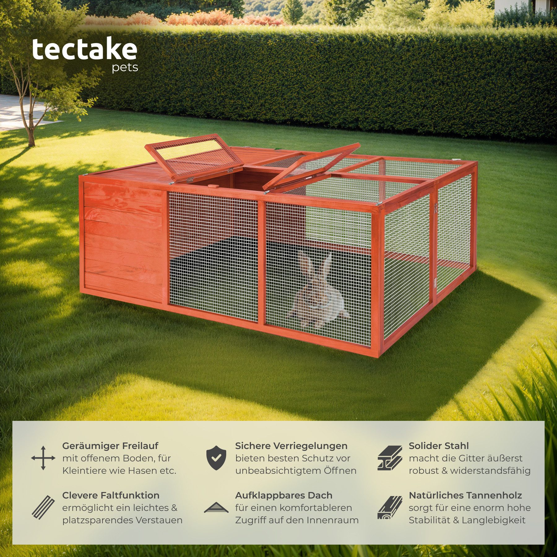 tectake Kleintierstall Hasenstall, aus Holz günstig online kaufen