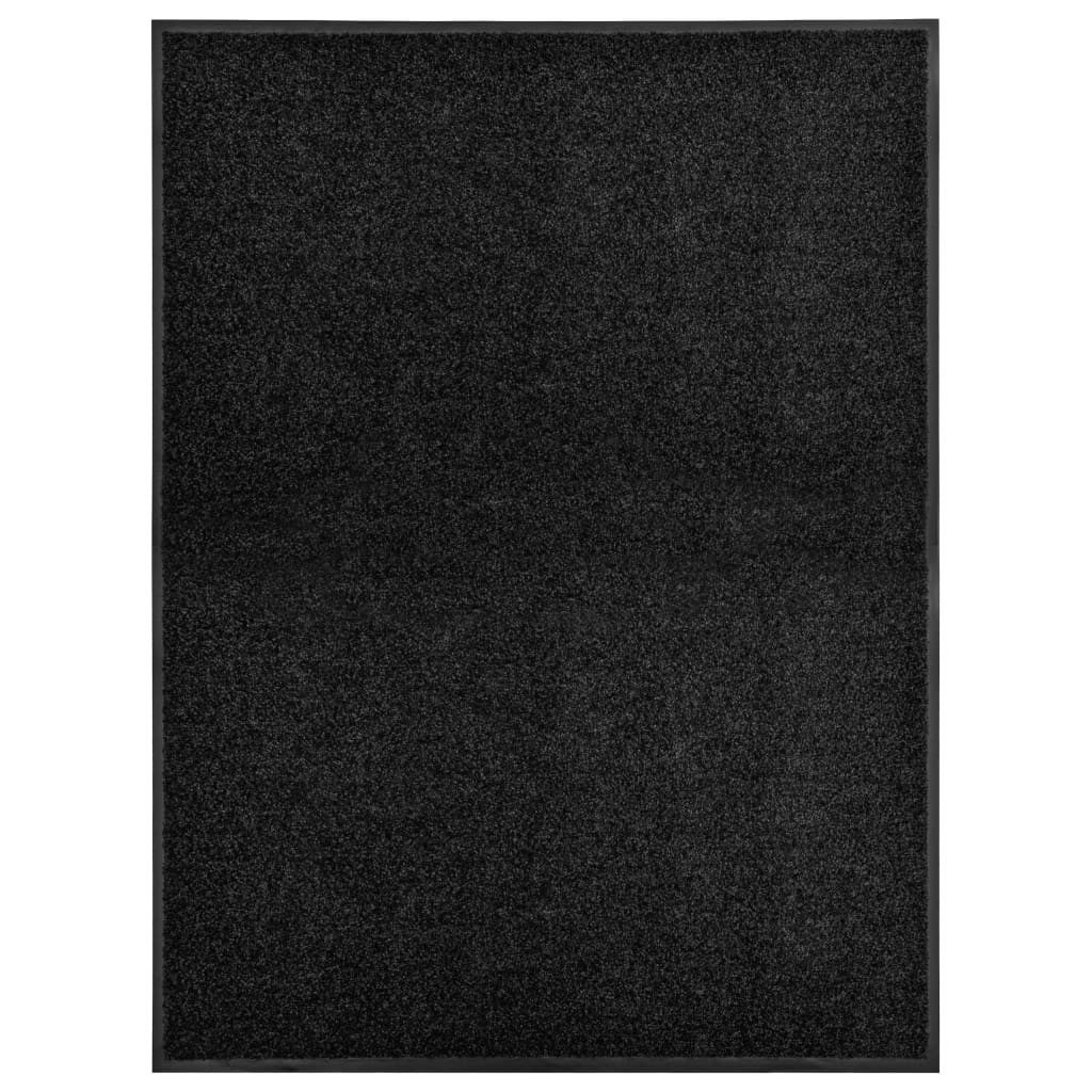 vidaXL Fußmatte Fußmatte Waschbar Schwarz 90x120 cm, Rechteckig, Höhe: 0.9 mm