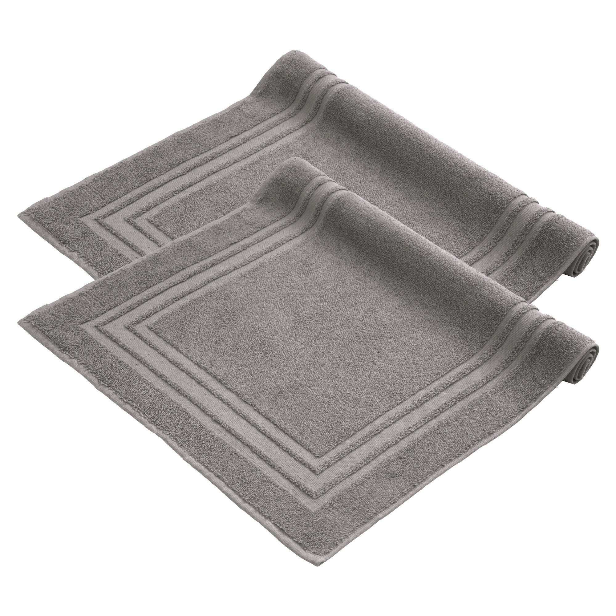 Komfortec Badematte Badvorleger aus 100% Baumwolle, 50x70 cm Duschvorleger, Waschbar Duschmatte, Frottee, Rechteckig, 600 g/m², 2er Set, Saugfähig & Schnelltrocknend