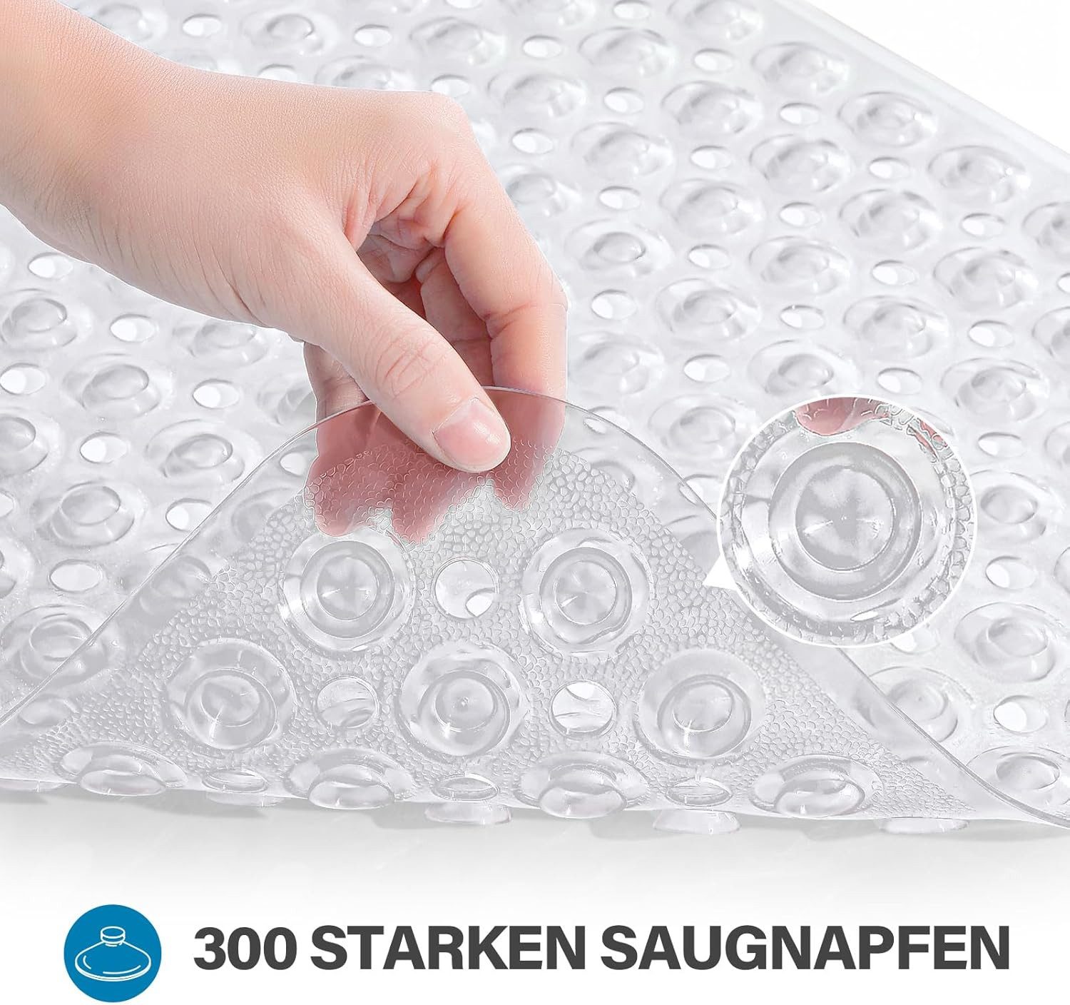 Fyrove Badematte Badewannenmatte rutschfest, BPA Frei Antirutschmatte, 100 x 40 cm, Extra Lang Duschmatte Schnelltrocknend & Maschinenwaschbar Schimmelresistent – Bild 3 von 5