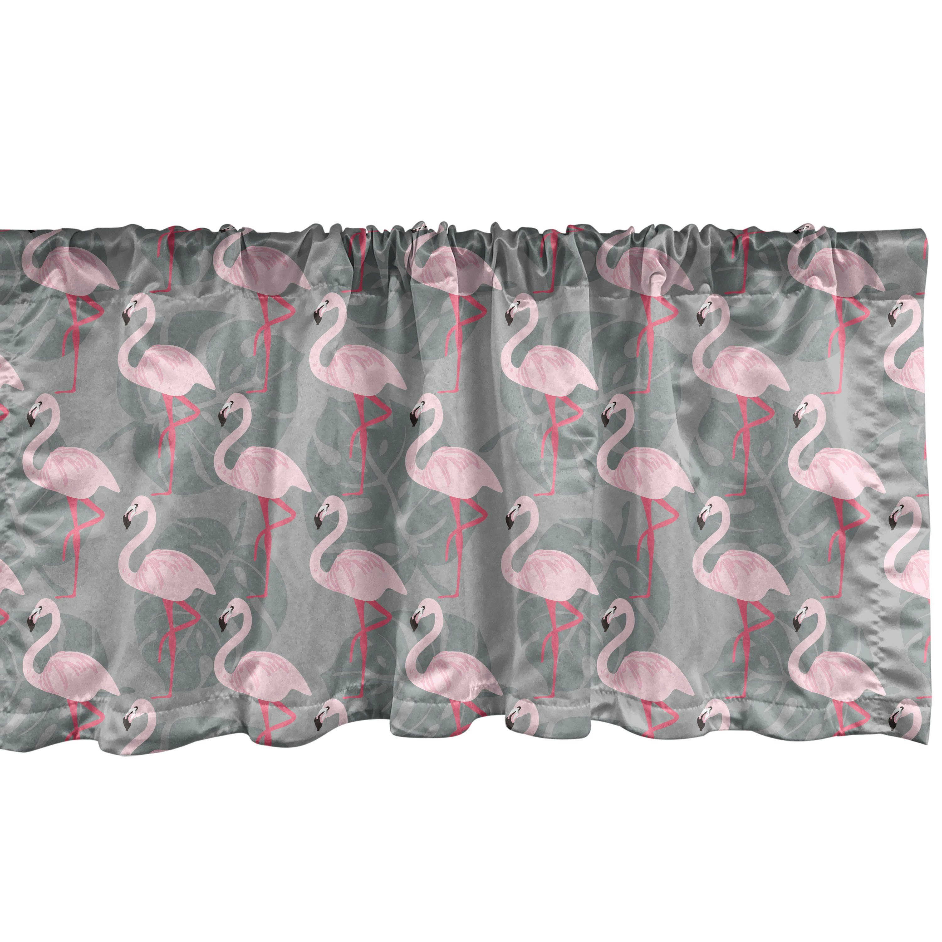 Scheibengardine Vorhang Volant für Küche Schlafzimmer Dekor mit Stangentasche, Abakuhaus, Microfaser, Flamingo Baum-Blätter Wildlife | Scheibengardinen