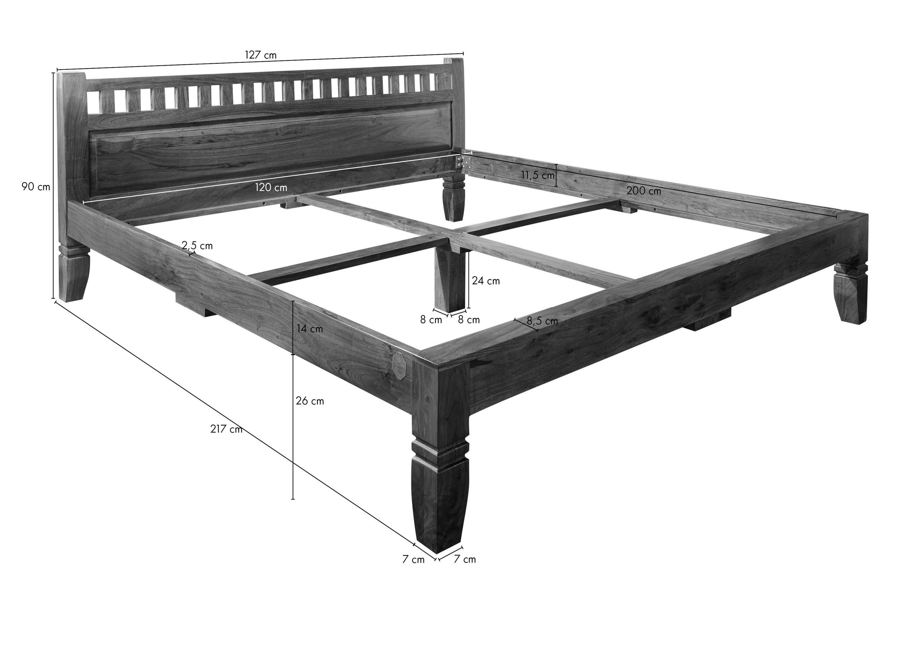 Massivmoebel24 Massivholzbett (Bett Akazie 120x200x90 nougat günstig online kaufen