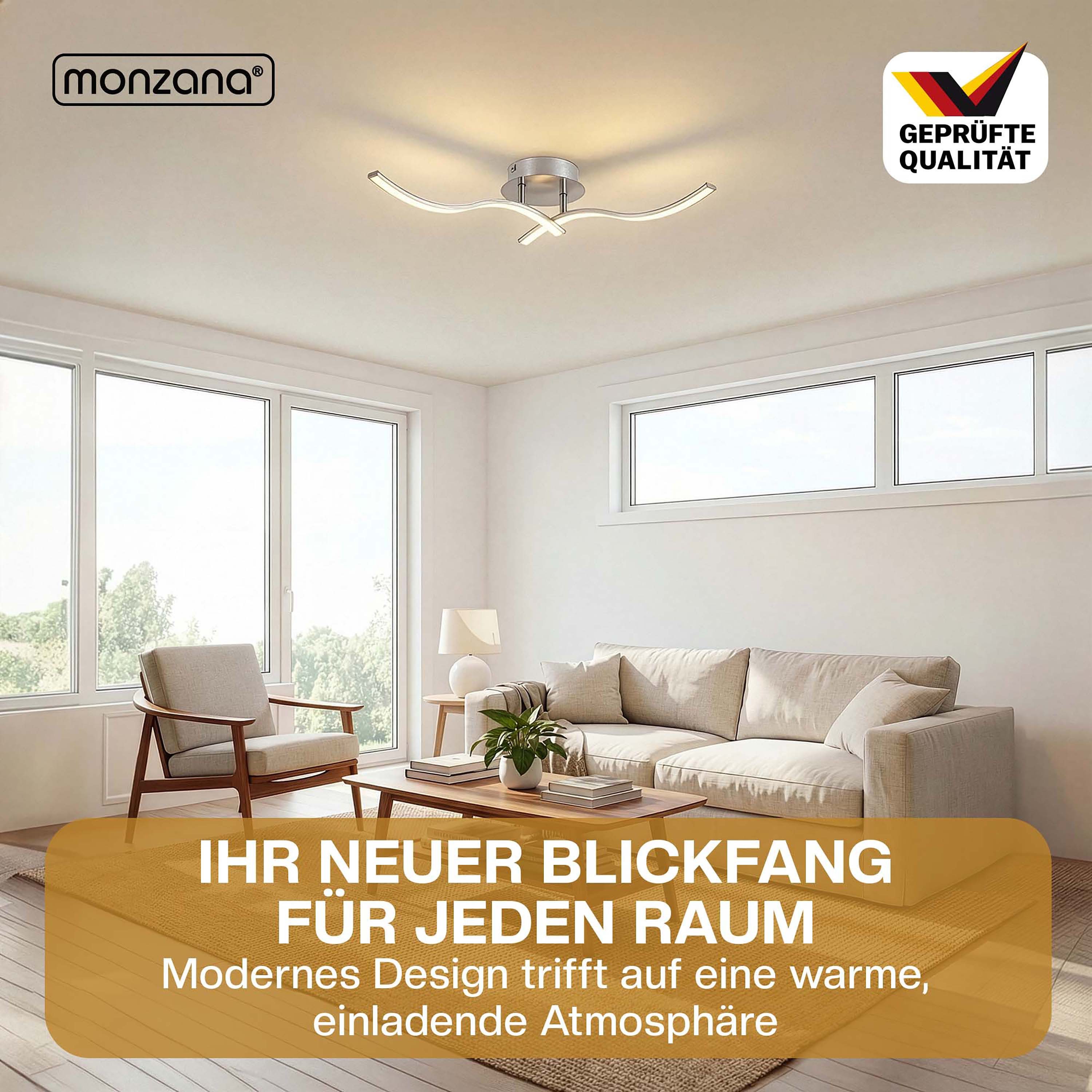 monzana Deckenleuchte Ny Bolge, Modell "Ny Bolge", LED 2 flammig warmweiß Flexible Arme Silber Deckenlampe