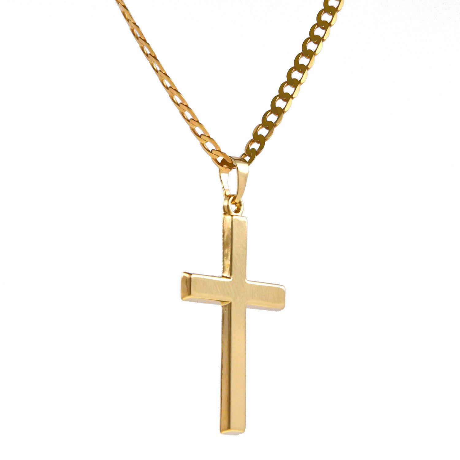 HOPLO Kreuzanhänger Anhänger Kreuz 585 14 Karat Gold mit massiver Goldkette günstig online kaufen