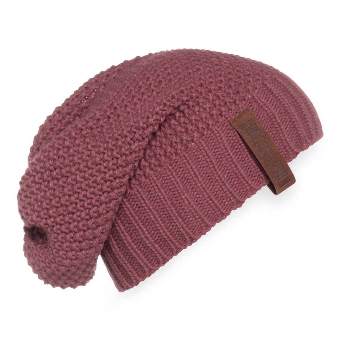 Knit Factory Strickmütze Coco Mützen One Size Glatt Rot (1-St) Mütze Strickmütze Kopfbedeckung Hut Wollmütze
