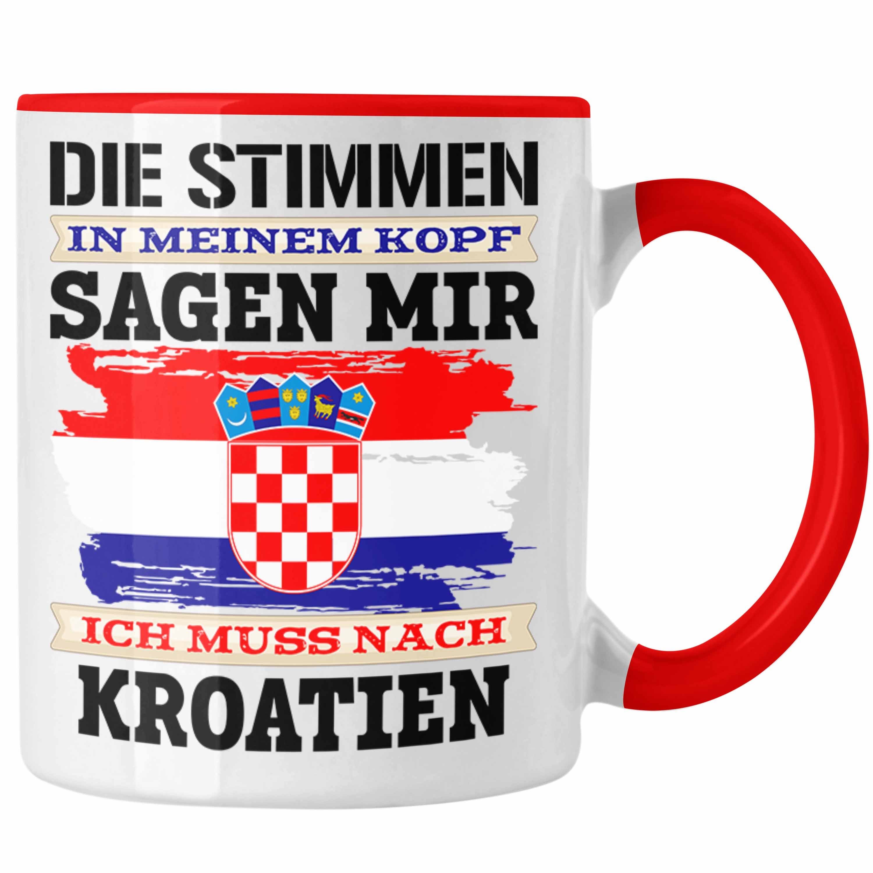 Trendation Tasse Trendation - Kroatien Tasse Geschenk für Kroaten Urlaub Land Rot