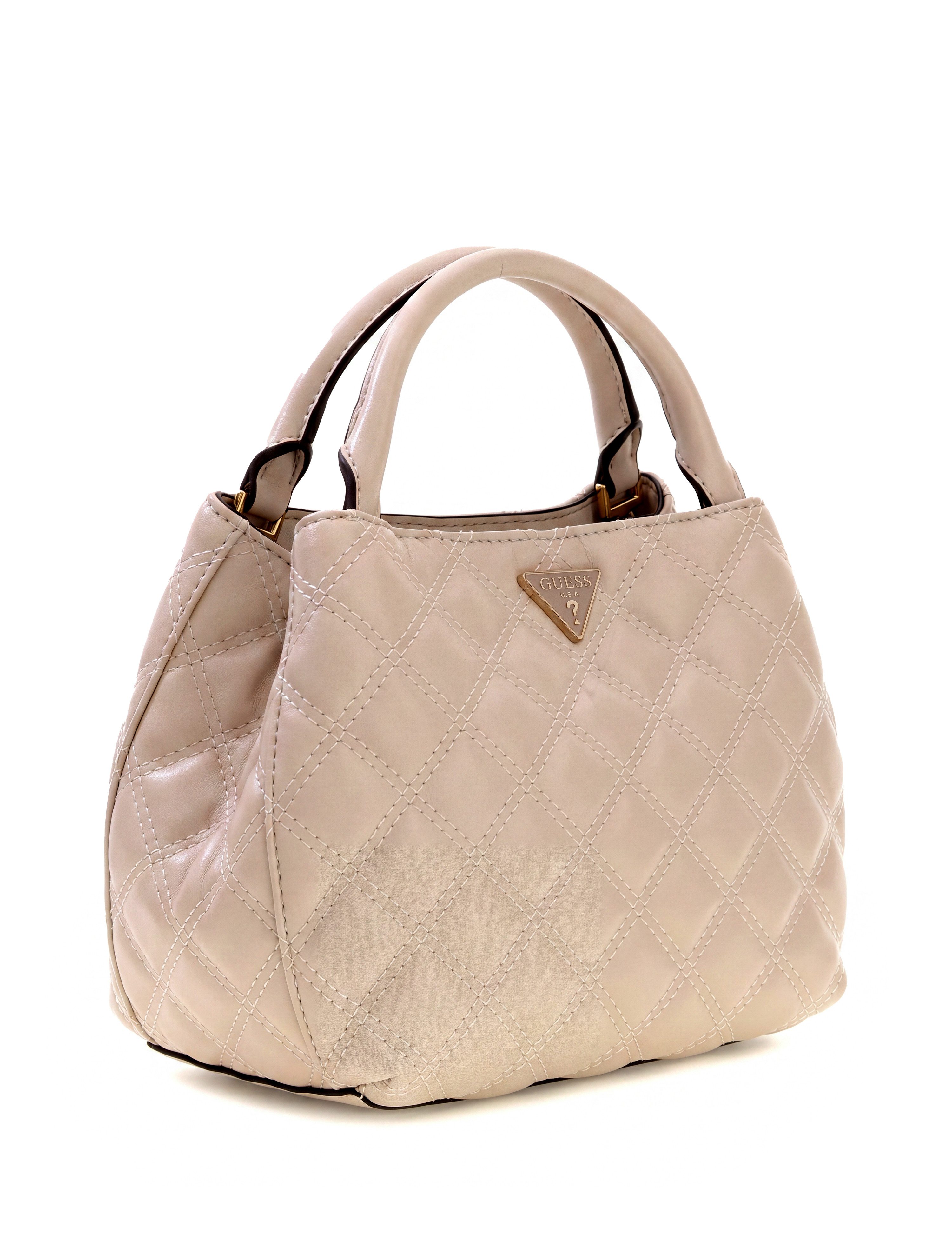 Guess Schultertasche JULIET MINI SATCHEL, Damen Henkeltasche, Umhängetasche mit edlem Dreieckslogo