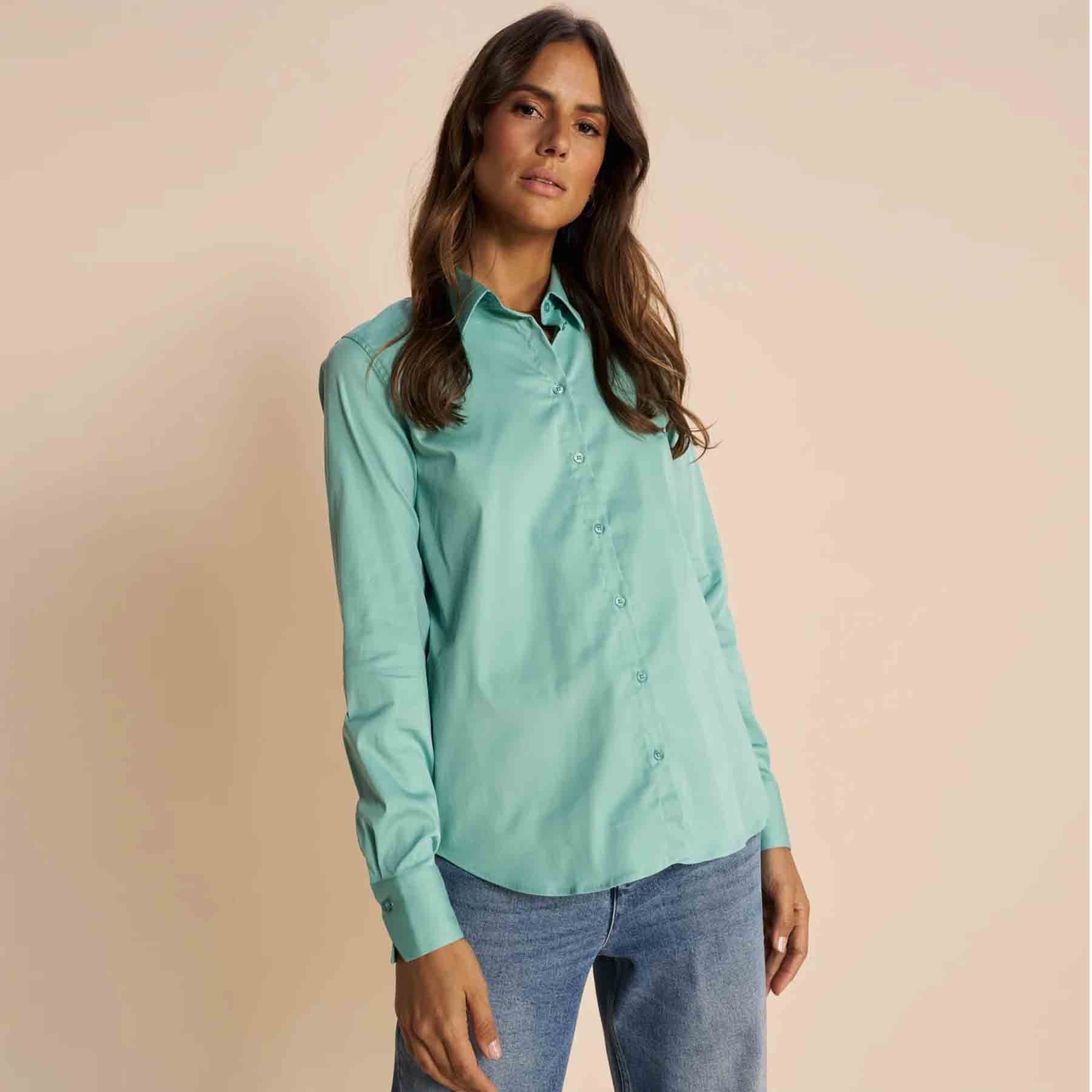 Mos Mosh Langarmbluse MOS MOSH Bluse MARTINA aus Baumwoll-Gemisch - Wasabi