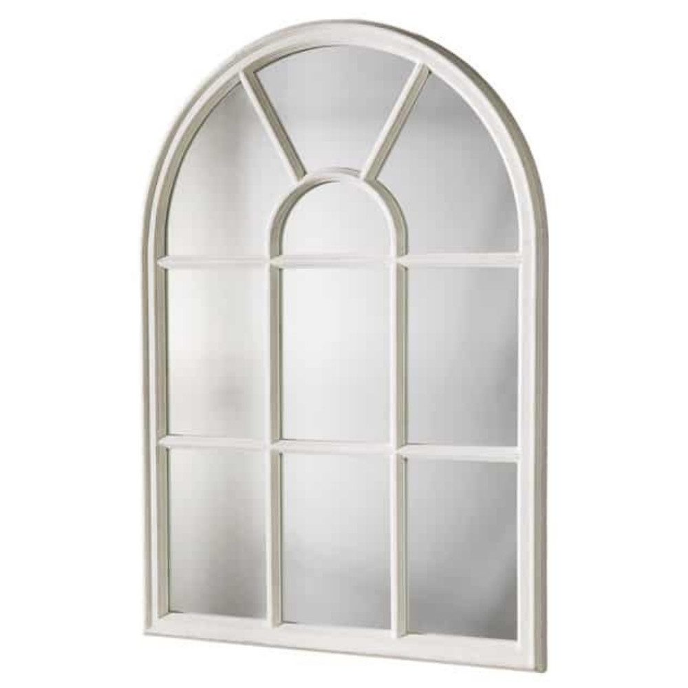 LebensWohnArt Wandspiegel Shabby Chic Rundbogen-Fenster-Spiegel 100cm weiss günstig online kaufen