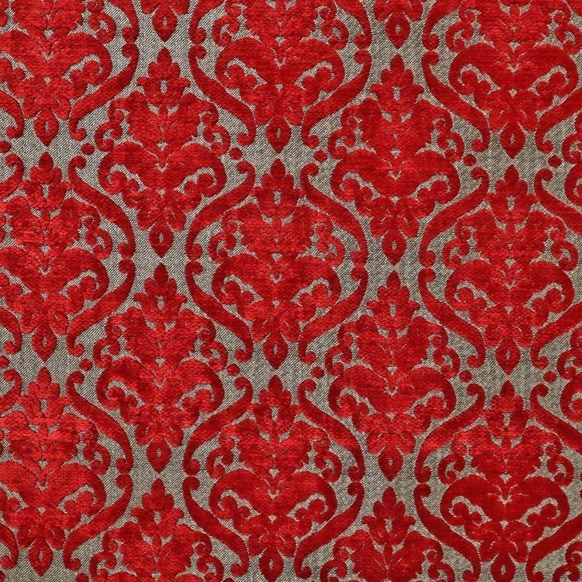 Stofferia Stoff Polsterstoff Chenille Jacquard Malory Rot, Breite 140 cm, Meterware