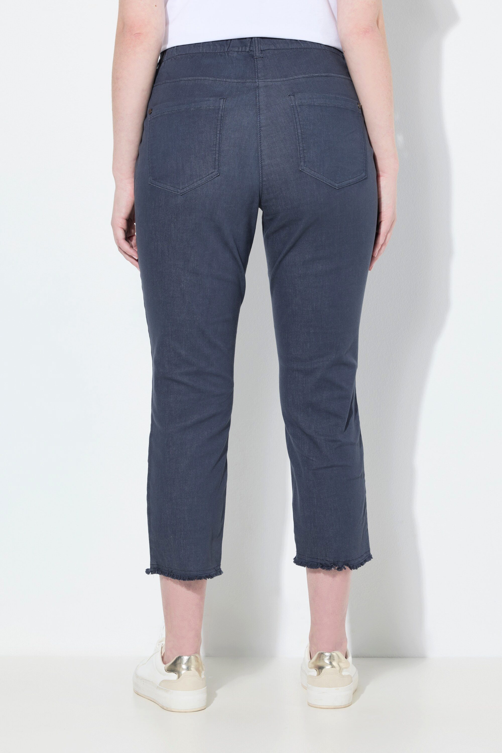 Ulla Popken 7/8-Hose 7/8-Hose Sienna Fransensaum schmales Bein