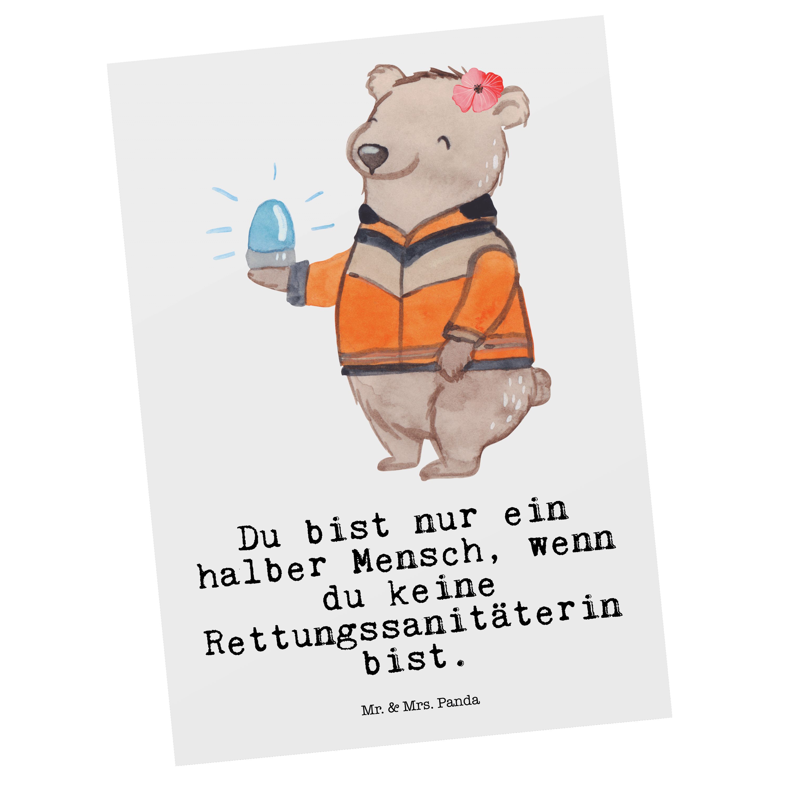 Mr. & Mrs. Panda Weiß Postkarte mit Herz - Ges Geburtstagskarte, Rettungssanitäterin - Geschenk
