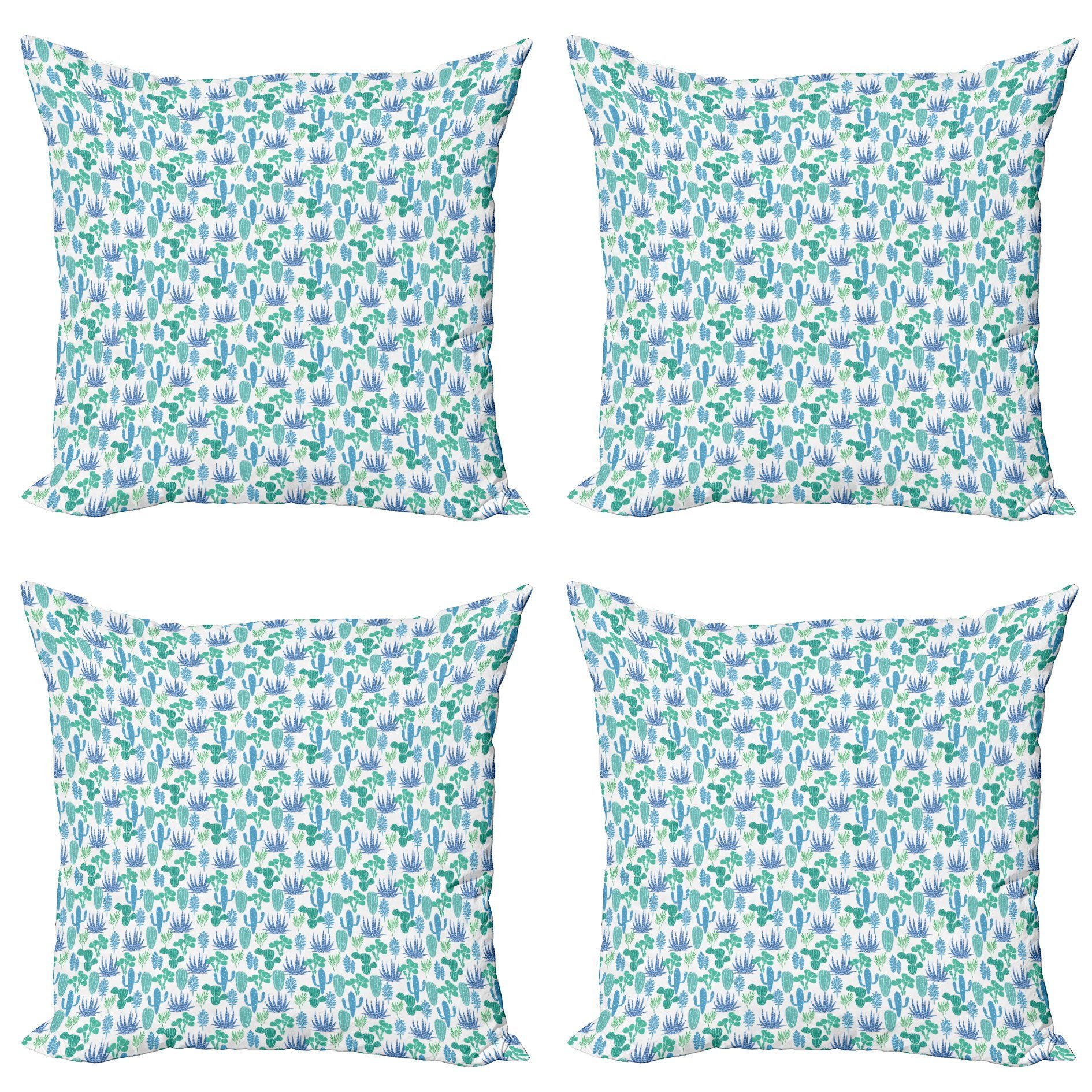Kissenbezüge Modern Kakteen (4 Pflanzen Grün, Blau, Accent Doppelseitiger Abakuhaus Stück), Saftig Digitaldruck
