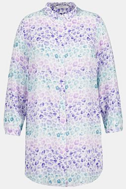 Studio Untold Longbluse Longbluse Leo Print Hemdkragen Langarm