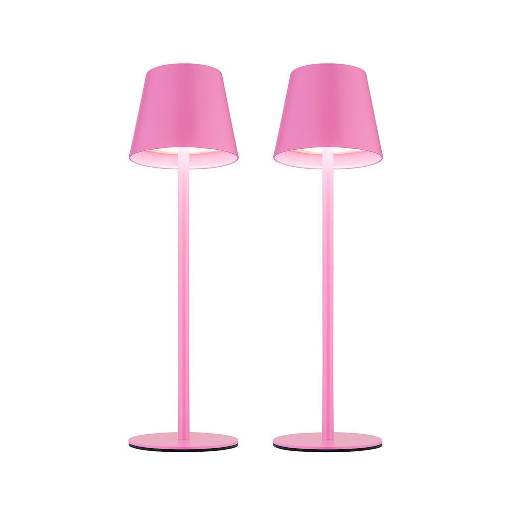 GLOBO LIGHTING LED Außen-Tischleuchte, Leuchtmittel inklusive, Kaltweiß, Warmweiß, Neutralweiß, Tageslichtweiß, Farbwechsel, Tischlampe Flaschenaufsatz Außenlampe pink LED Akku CCT Touchdimmer 2x