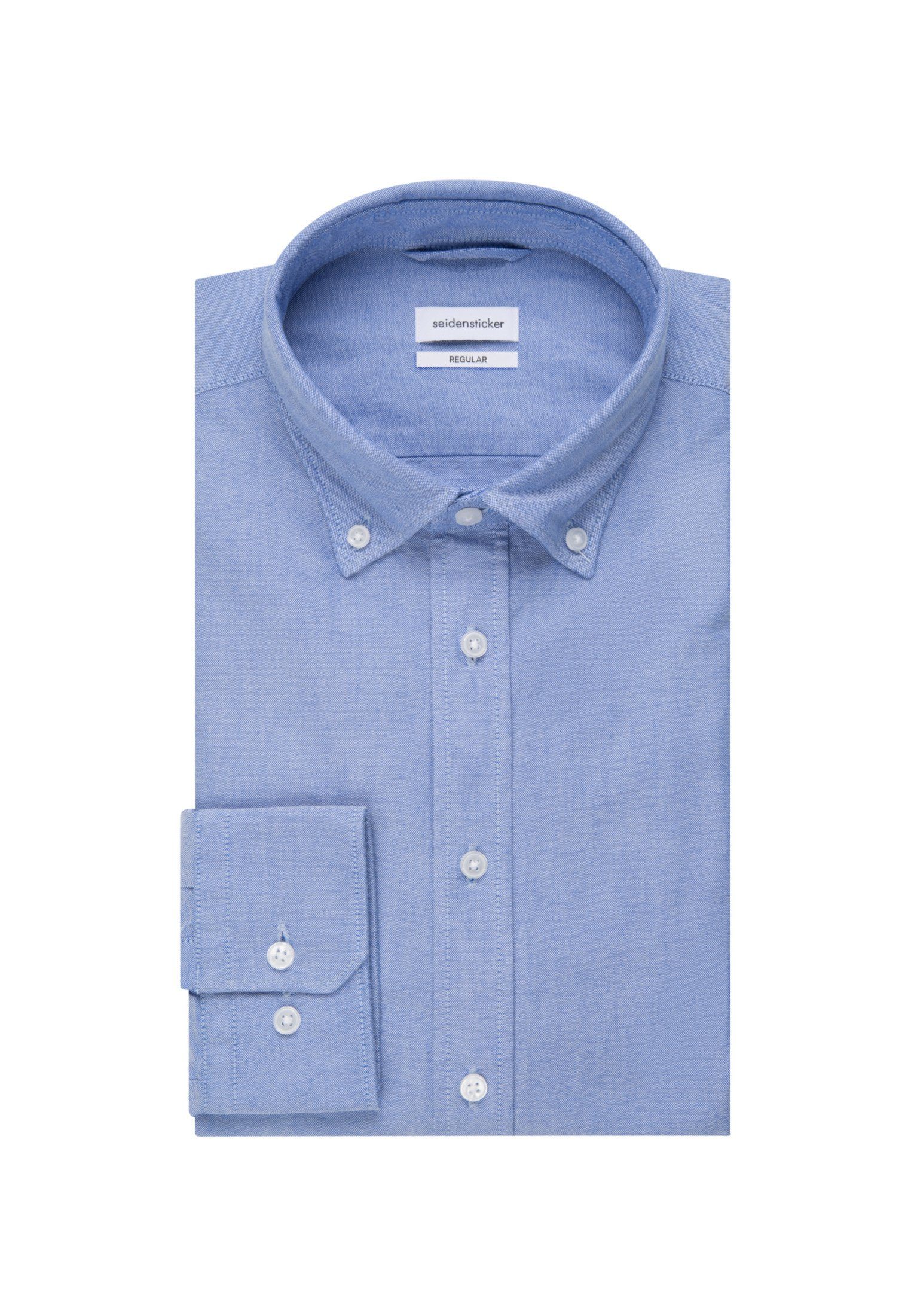 Button-Down-Kragen Hellblau seidensticker Businesshemd Regular Uni Langarm Regular