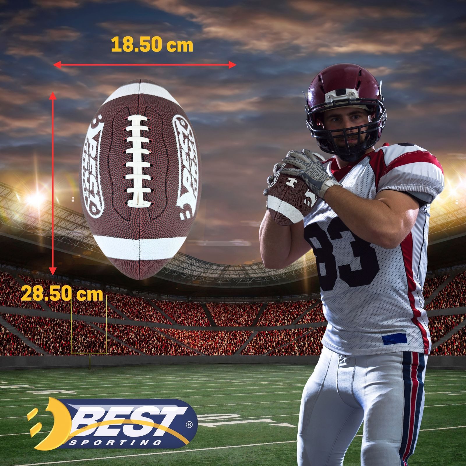 Best Sporting Spielball American Football Ball Youth I, High School Football Kinder & Jugendliche 9-14 Jahre