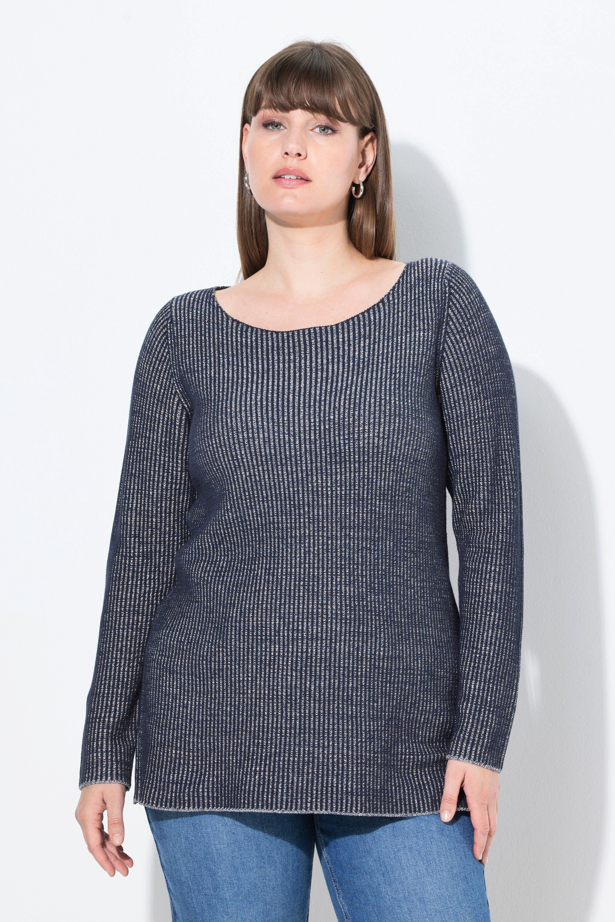 Ulla Popken Strickpullover Pullover U-Boot-Ausschnitt Langarm Biobaumwolle günstig online kaufen