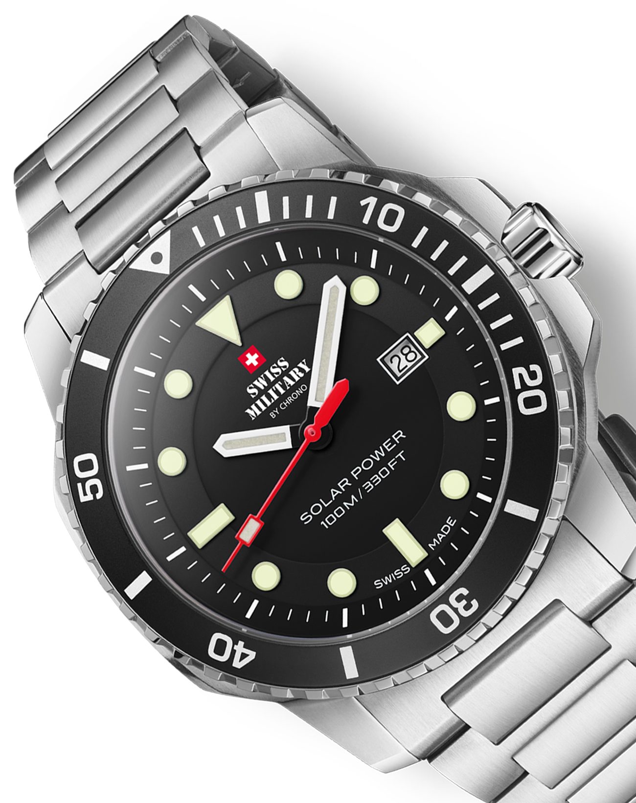 Swiss Military by Chrono Solaruhr Schweizer Solar Sportuhren wasserdicht 100m Taucheruhr, Solar