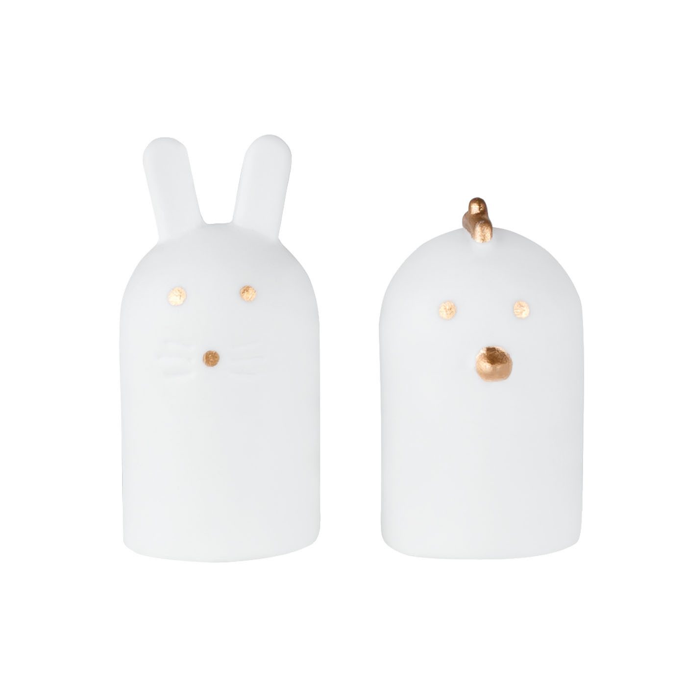 Dekofigur Ostern Porzellanfiguren Hase und Huhn D:2,5cm H:5cm