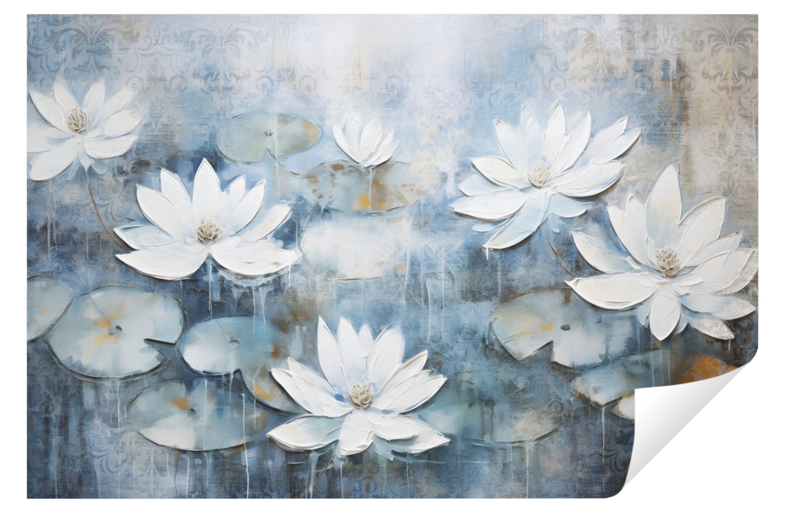 Wallarena Fototapete Blumen Abstrakt Blau Vlies Tapete Wohnzimmer Schlafzimmer Wandtapete, Glatt Vlies Struktur Vinyl, Kunst, Tapete inklusive Kleister Vliestapete Motivtapete