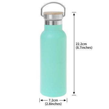 Flanacom Thermoflasche Edelstahl Trinkflasche Kinder 500 ml Auslaufsicher & Isoliert, Geschenke zur Einschulung (Trinkflasche Türkis)