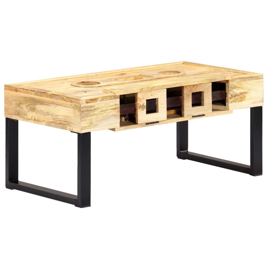 Couchtisch Couchtisch Kassettenstil 100×52×45 cm Massivholz