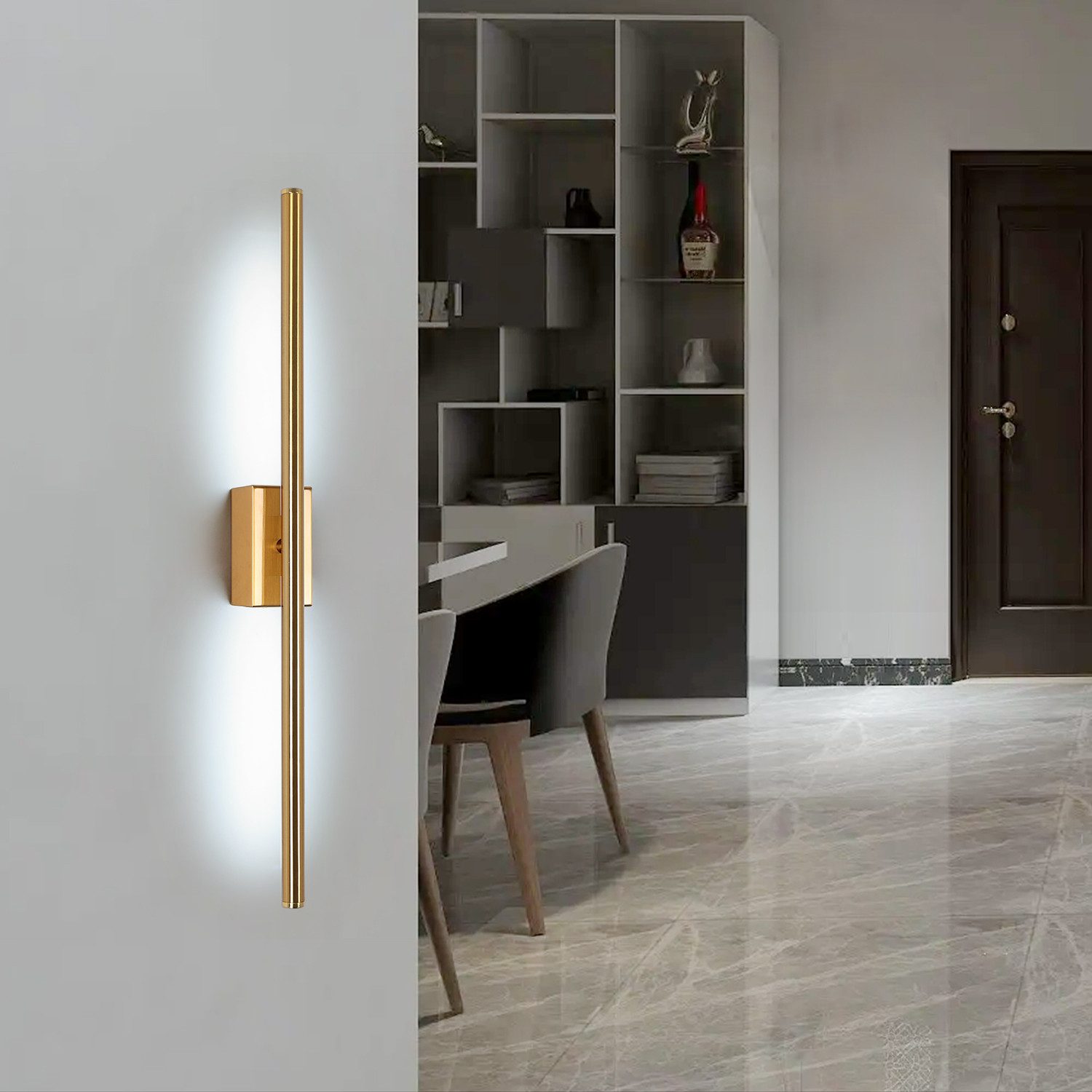 Riserva LED Wandstrahler LED Langstreifen Wandleuchte, schlichte Wandleuchte, 6W, gold, LED wechselbar, für Büros, Flure, Schlafzimmer, Cafés