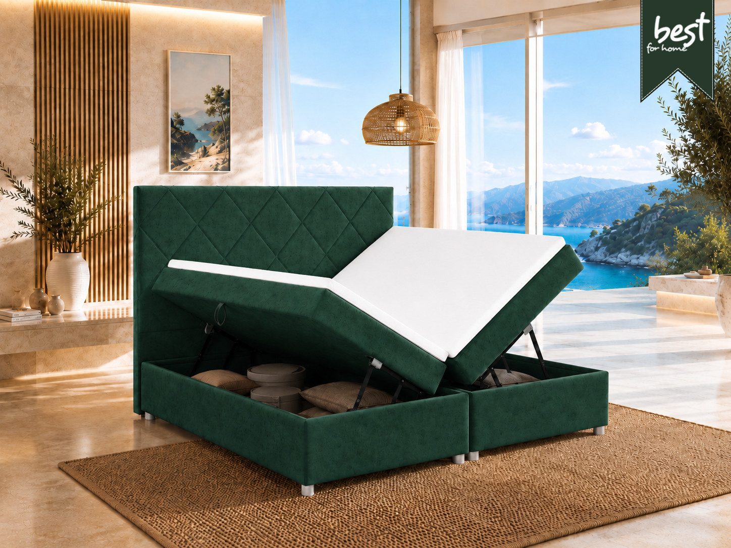 Best for Home Boxspringbett mit Bettkasten Trinity K-7 Bonellfederkern inkl. Komfort Topper H3 (Komplett-Set, 1-St., 140x200 160x200 180x200 200x200 cm), Handwe – Bild 2 von 5