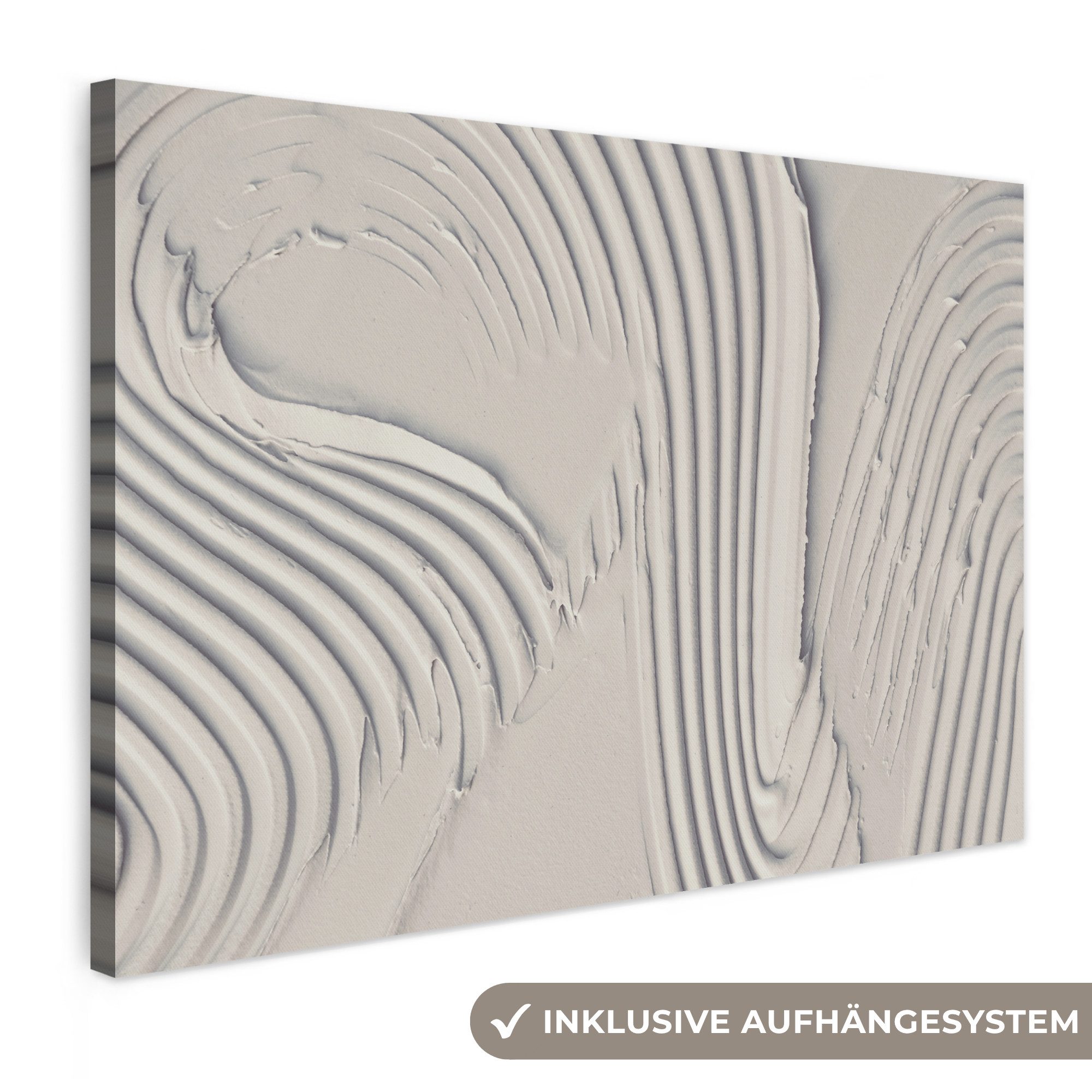 OneMillionCanvasses® Leinwandbild Abstrakt - Kunst - Linien - Weiß, Fotodruck (1 St), Wandbild XXL für Wohnzimmer Küche 120x80 cm