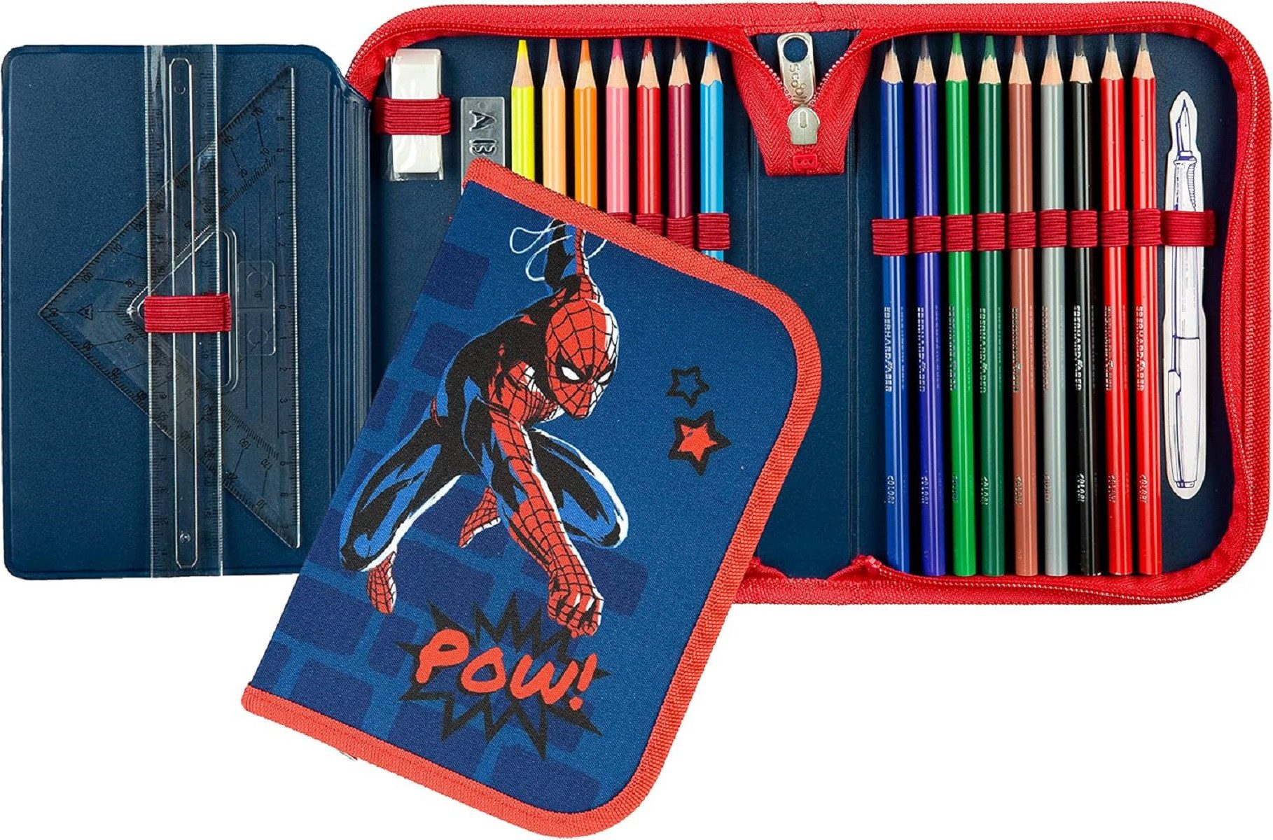 Spiderman Federmäppchen Spiderman Schüleretui Federmappe Set Stifteetui mit Inhalt