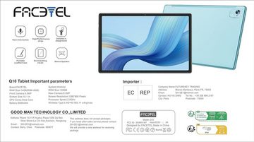 FACETEL Octa-Core 2.0 GHz Prozessor Tablet (10", 128 GB, Android 13, 5G, mit Tastatur 14 GB RAM GMS zertifiziert, Beste Funktions)