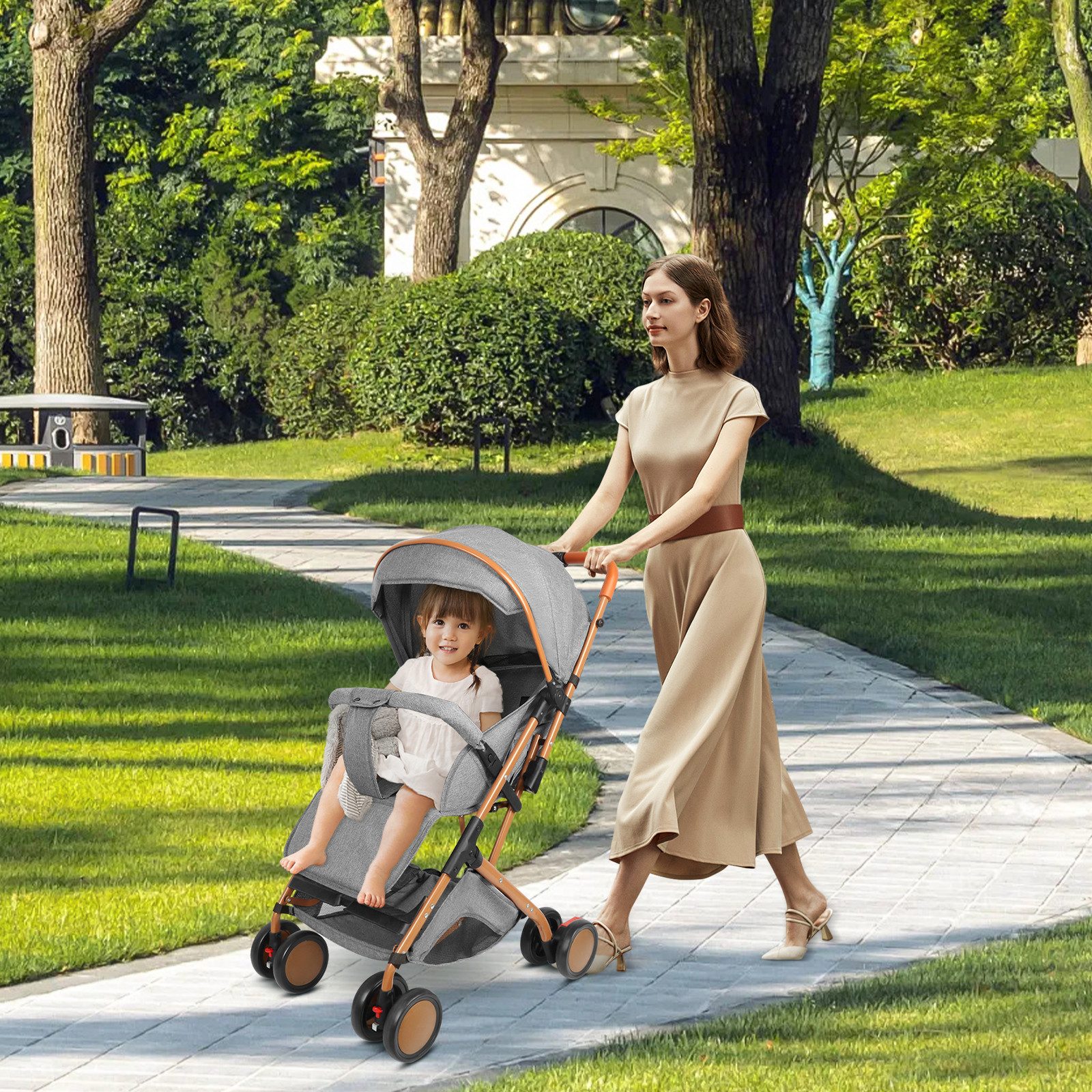 JEOBEST Kinder-Buggy Baby Kinderwagen, Kompakter Buggy, 0–4 Jahre, Zusammenklappen mit einer Hand, Liegeposition