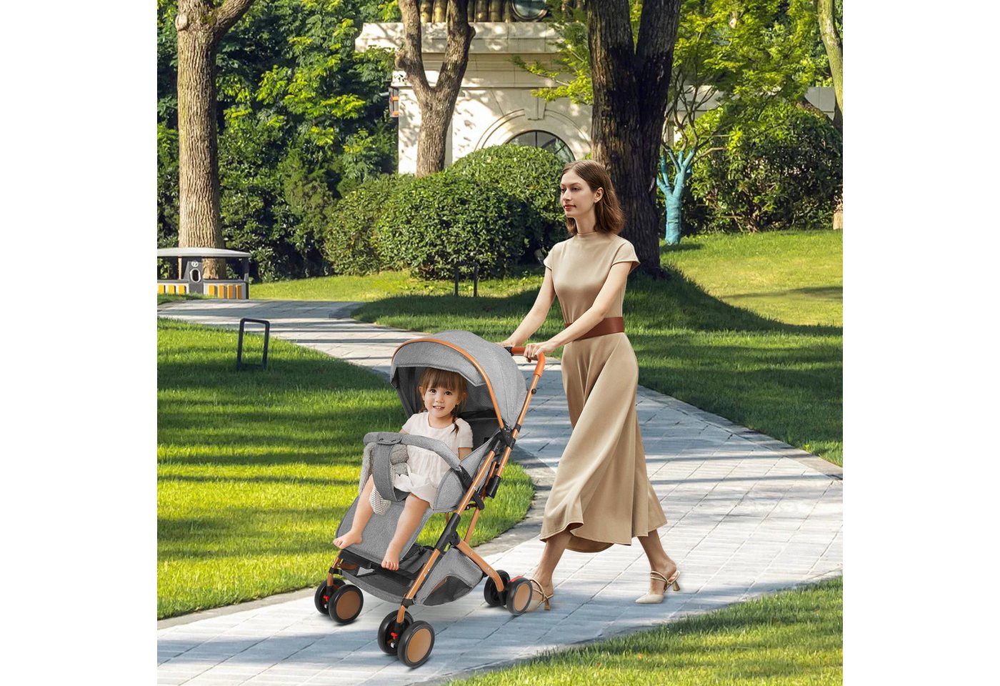 Thumbnail - JEOBEST Kinder-Buggy Baby Kinderwagen, Kompakter Buggy, 0–4 Jahre, Zusammenklappen mit einer Hand, Liegeposition