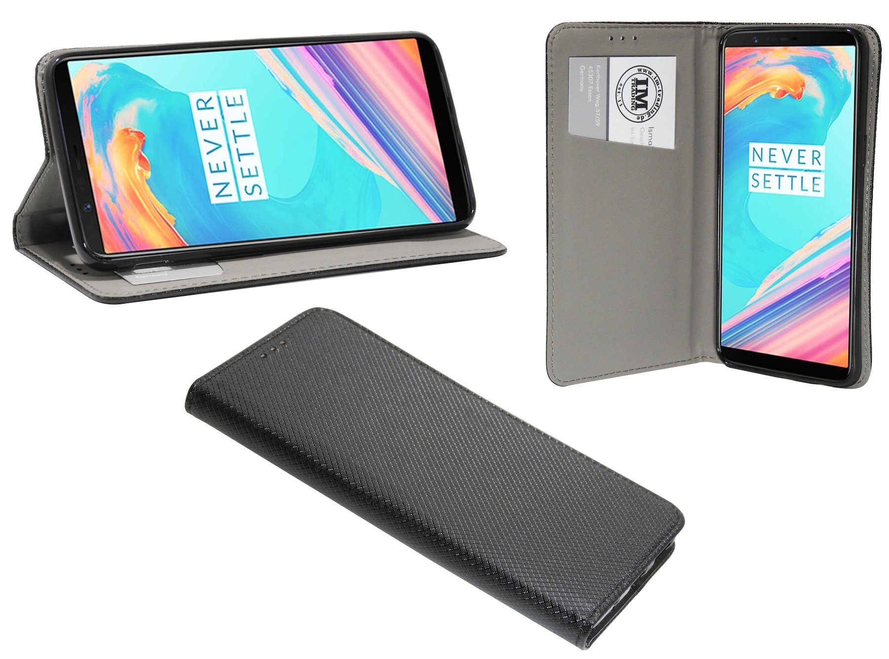 cofi1453 Handyhülle Hülle Tasche für OnePlus 5T, Kunstleder Schutzhülle Handy Wallet Case Cover mit Kartenfächern, Stan