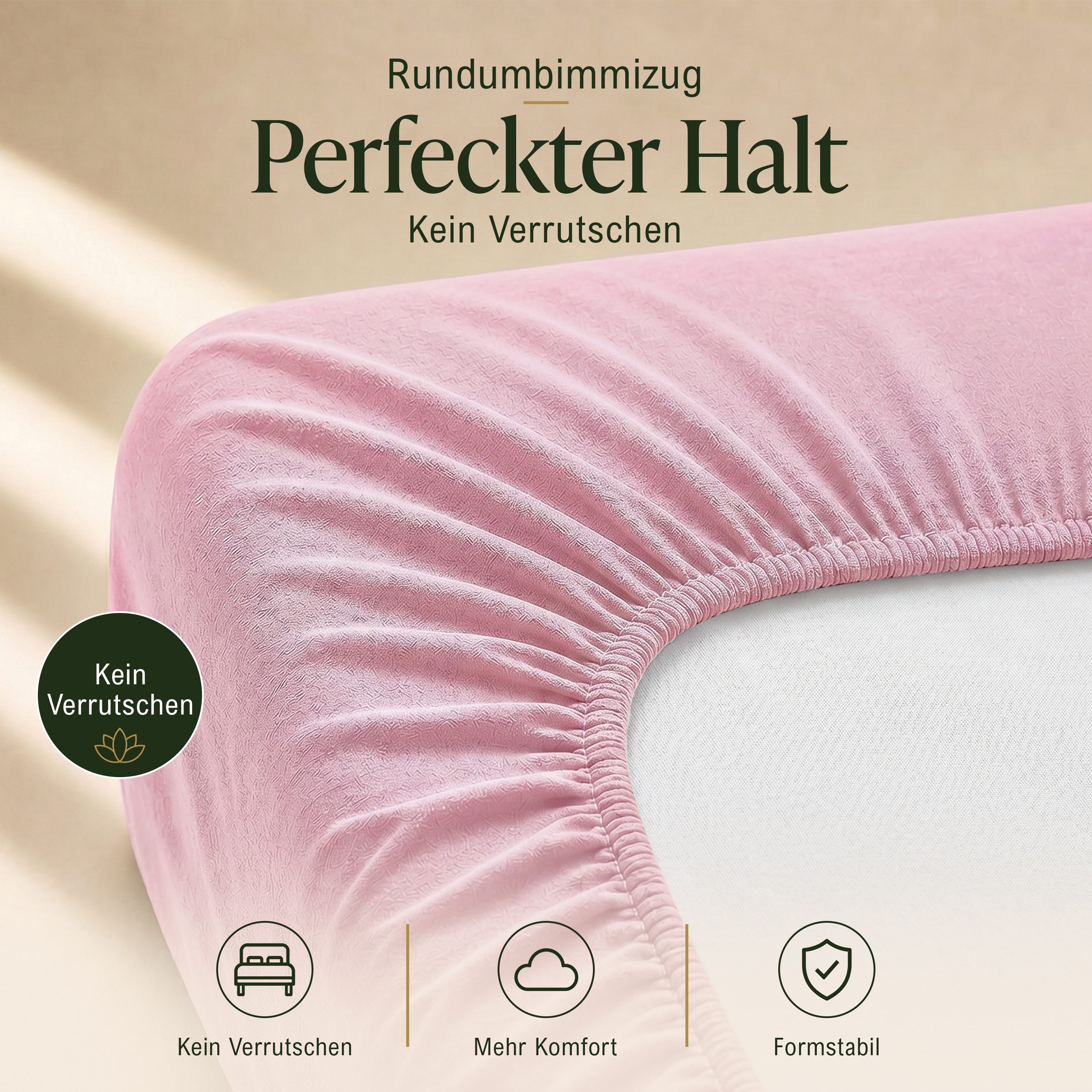 Malika Spannbettlaken Baumwolle weiches Ganzjahres-Spannbetttuch, Jersey Baumwolle, Gummizug: Ja, (2 Stück), Allergikergeeignet, Pflegeleicht und Atmungsaktiv – Bild 4 von 5