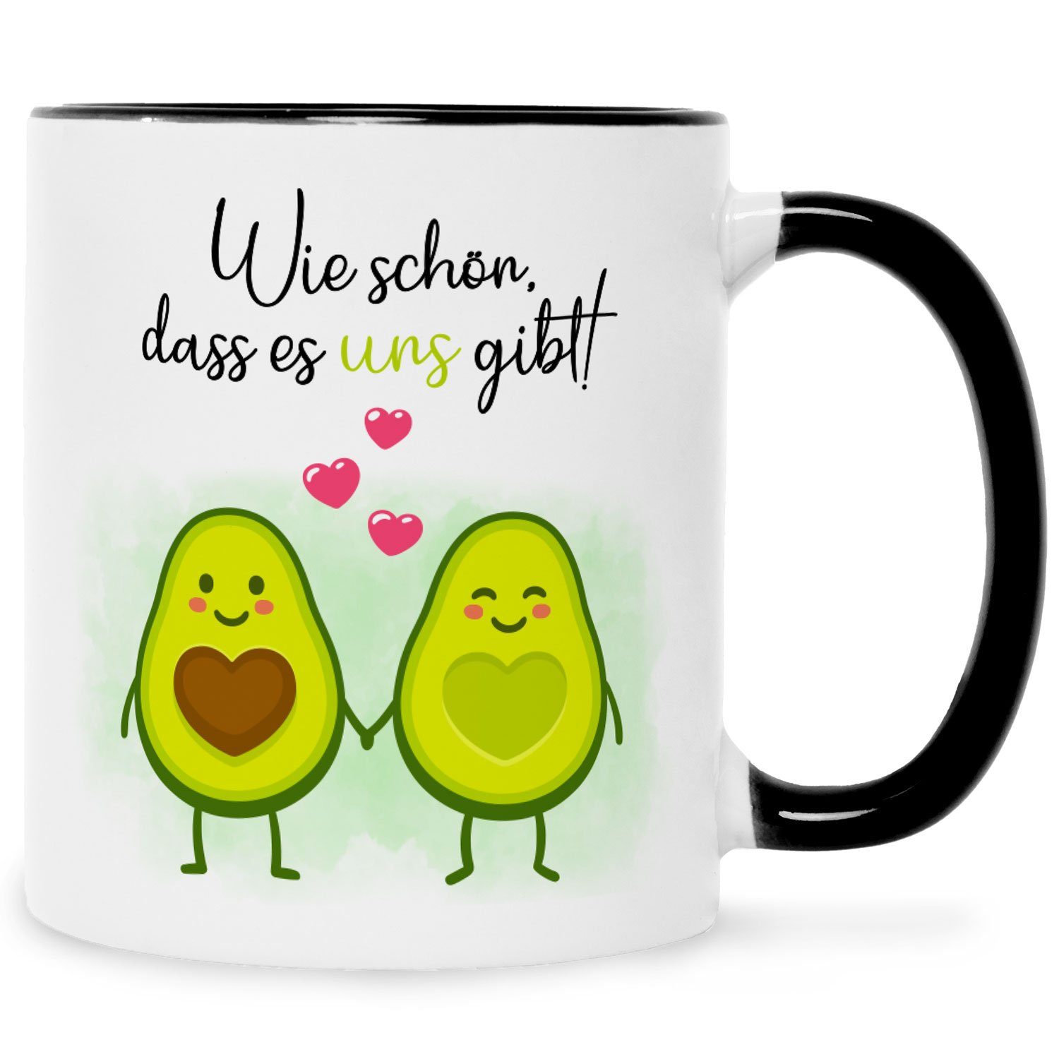 GRAVURZEILE Tasse Bedruckte Tasse mit Spruch - Avocado Love, Keramik, Herzliche Geschenke - Geschenk für Partner Liebling Liebesbeweis Schwarz Weiß