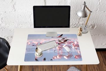 MuchoWow Gaming Mauspad Rosa Flamingos auf dem Wasser (1-St), Büro für Tastatur und Maus, Mousepad Gaming, 90x60 cm, XXL, Großes