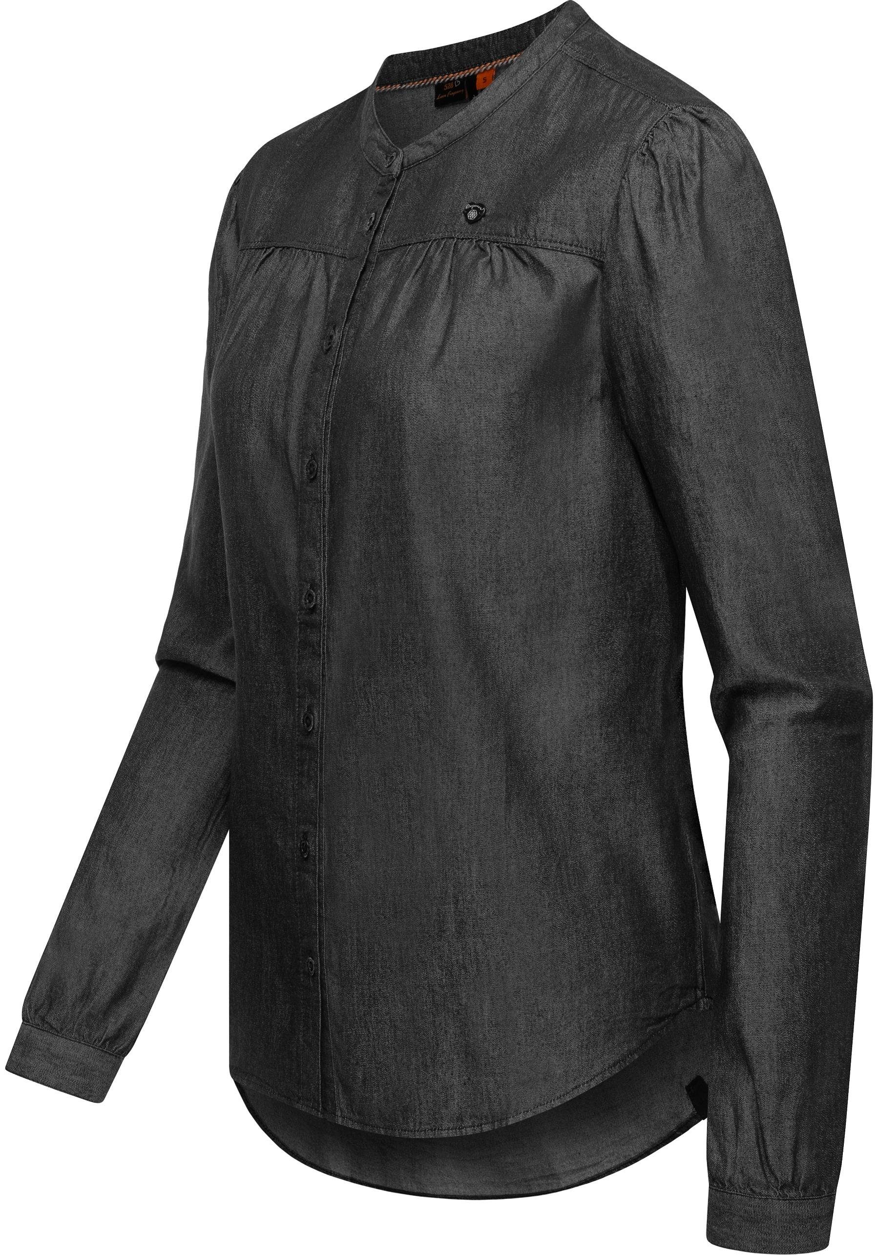 Meena Ragwear Blusenoptik Stylisches Damen Langarmshirt schwarz in Blusenshirt Denim