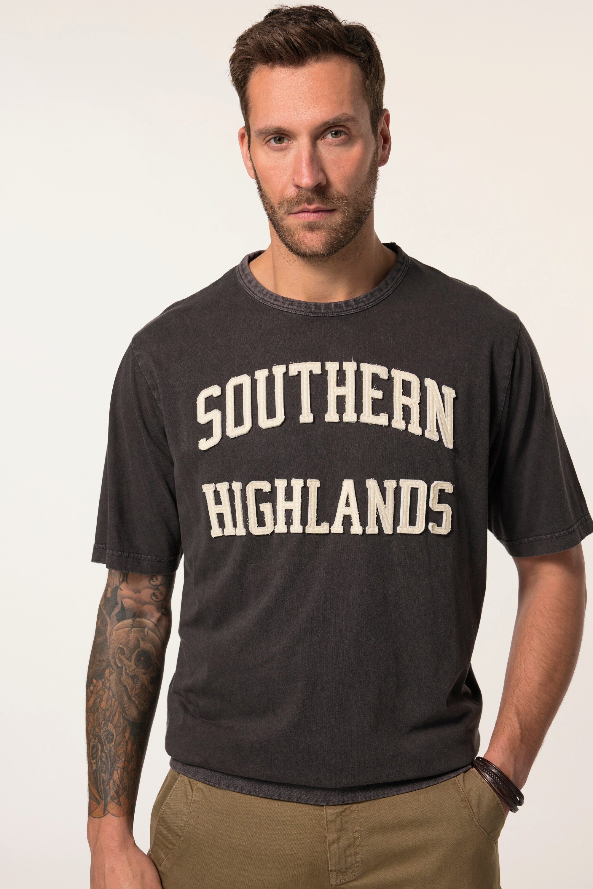 T-Shirt T-Shirt Bauchfit Halbarm Vintage Look