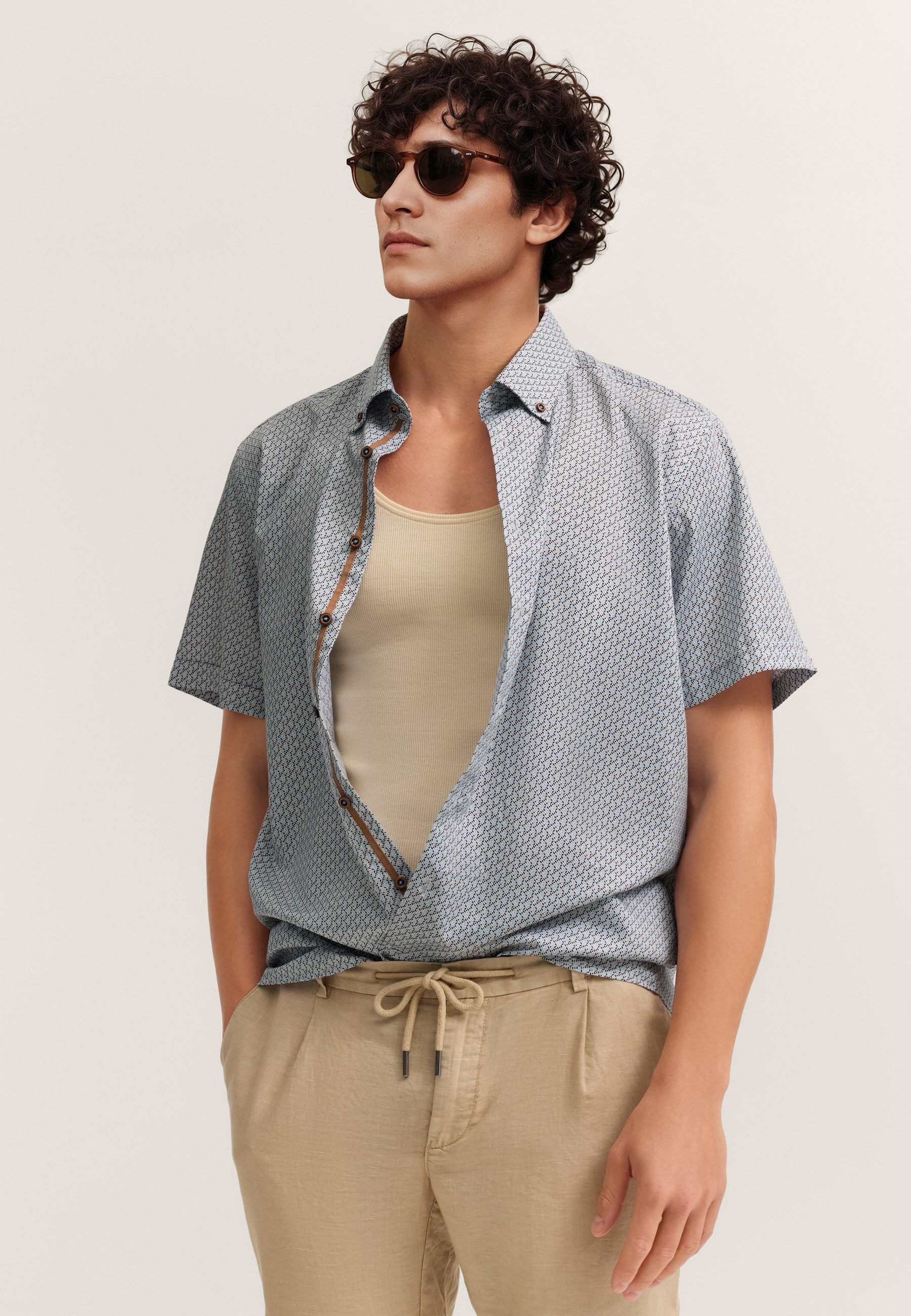 bugatti Kurzarmhemd elegant mit Allover-Muster