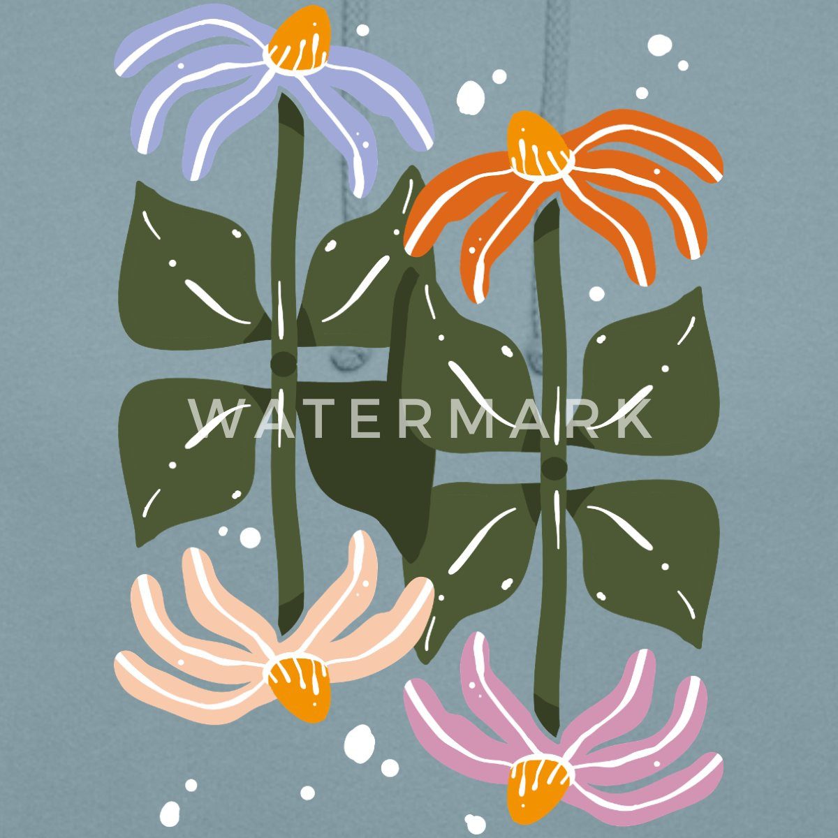 Spreadshirt Hoodie Bunte Retro Blumen Illustration Im Boho Stil Unisex Hoodie (1-tlg)