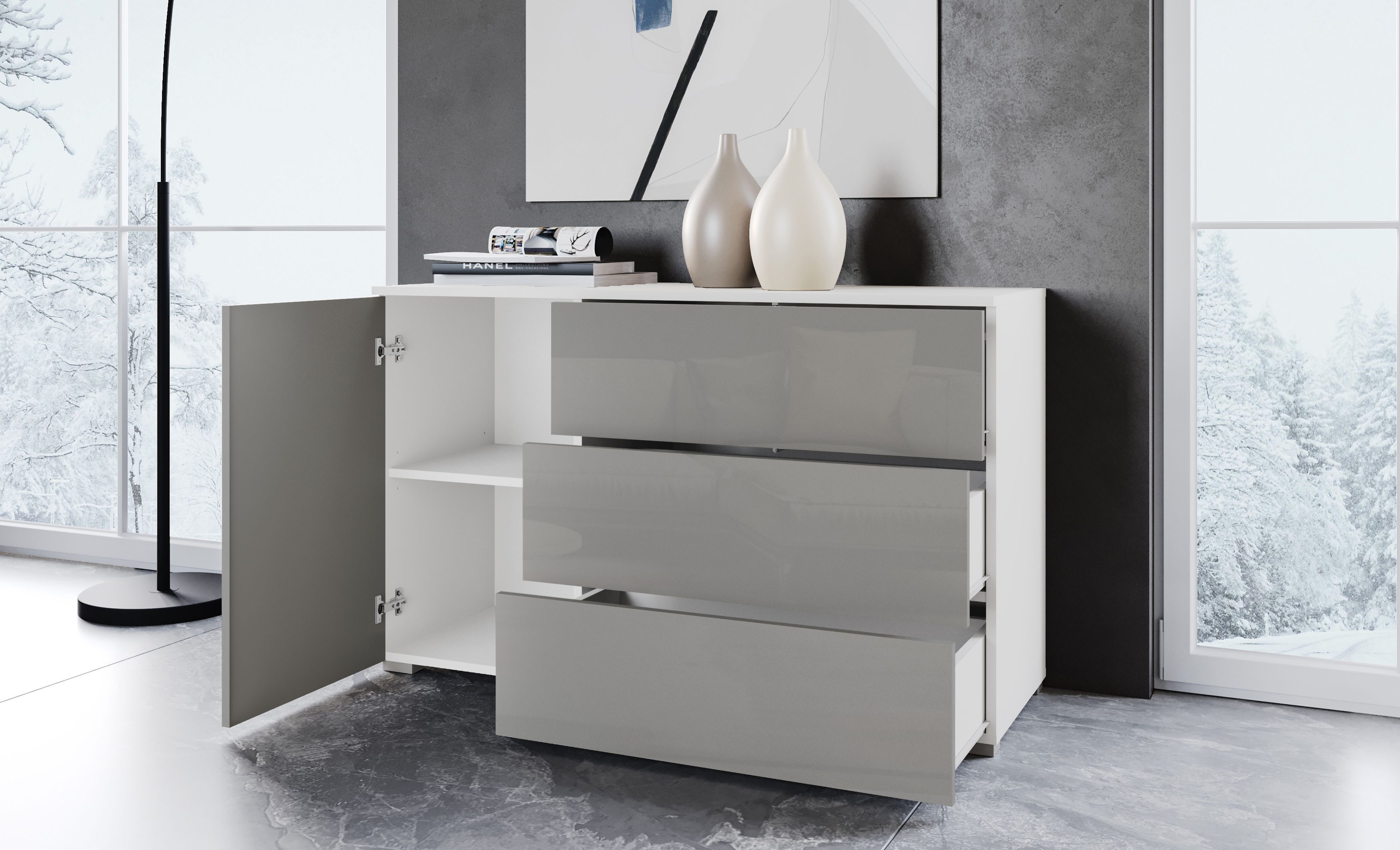 INOSIGN Sideboard PARIS (1 St), Moderne 110cm breite grifflose Kommode, vie günstig online kaufen