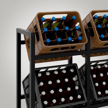 TPFLiving Standregal Getränkekistenständer Star - Getränkeregal für 4 Kisten in schwarz, Kastenständer für Getränkekisten - Flaschenregal, Getränkekistenregal mit den Maßen (HxB xT): 75 x 91 x 31 cm