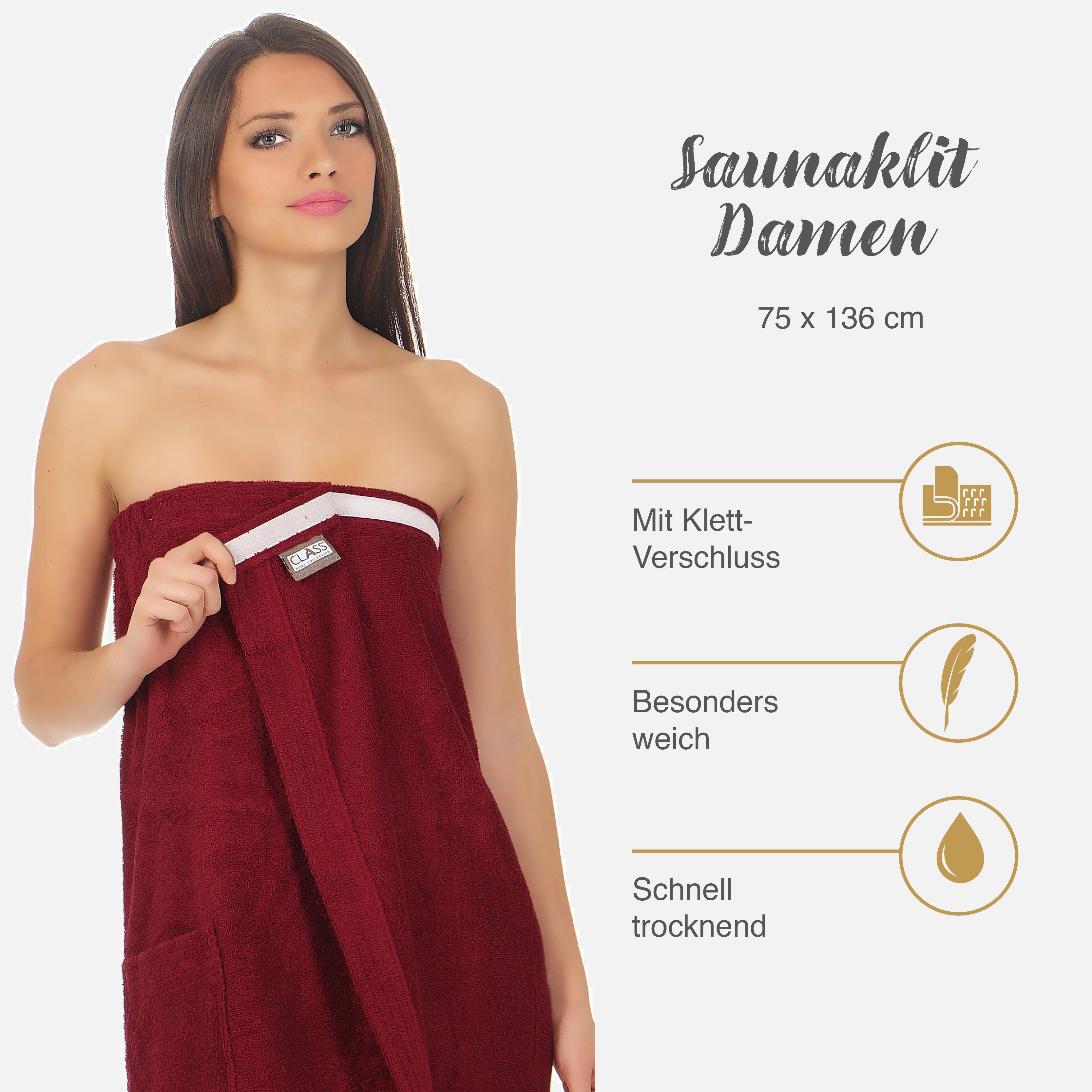 CLASS HOME COLLECTION Saunatuch Damen Saunakilt Saunatuch mit Klettverschluss 100% Baumwolle Frottee, 100% Baumwolle (1-St), Hautfreundlich, Aufbewahrungstasche – Bild 4 von 5