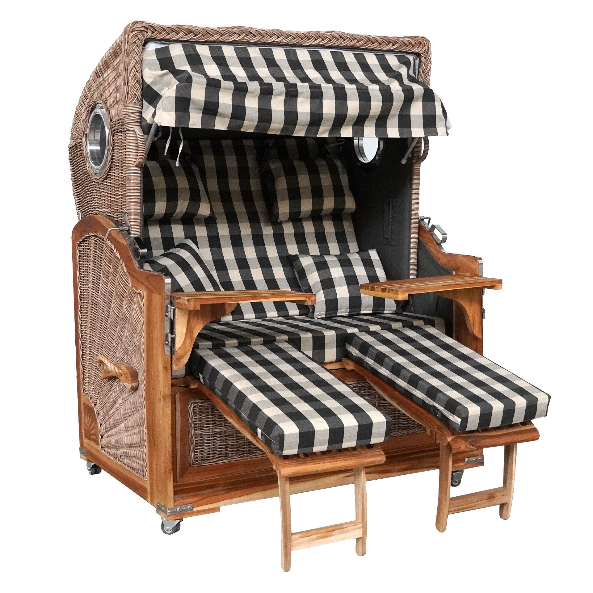 WebaVita Strandkorb Webavita Strandkorb Bali Teak Grau, BxTxH: 136x95x160 cm, Strandkorb