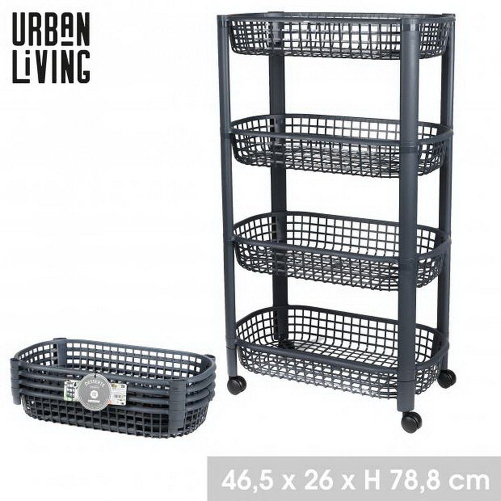 Urban Living Transportwagen 4-Etagen Allzweckwagen Stubenwagen Küchenwagen Rollwagen, H58,8 cm oder H78,8 cm, 4 Lenkrollen